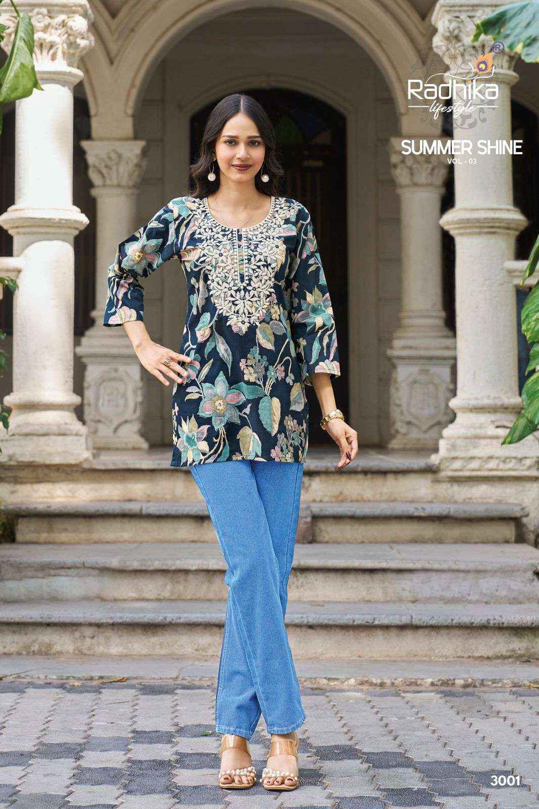 Radhika Lifestyle Summer Shine Vol 3 Weastern Cotton Top Set _ Surat Wholesale Market Rate ( 8 Pcs Catalog )