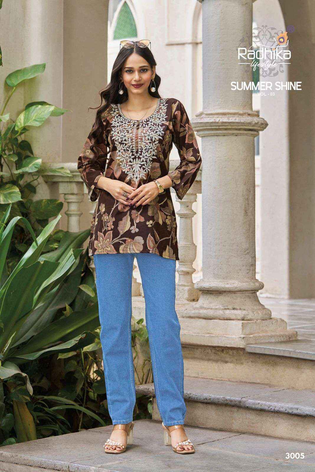 Radhika Lifestyle Summer Shine Vol 3 Weastern Cotton Top Set _ Surat Wholesale Market Rate ( 8 Pcs Catalog )