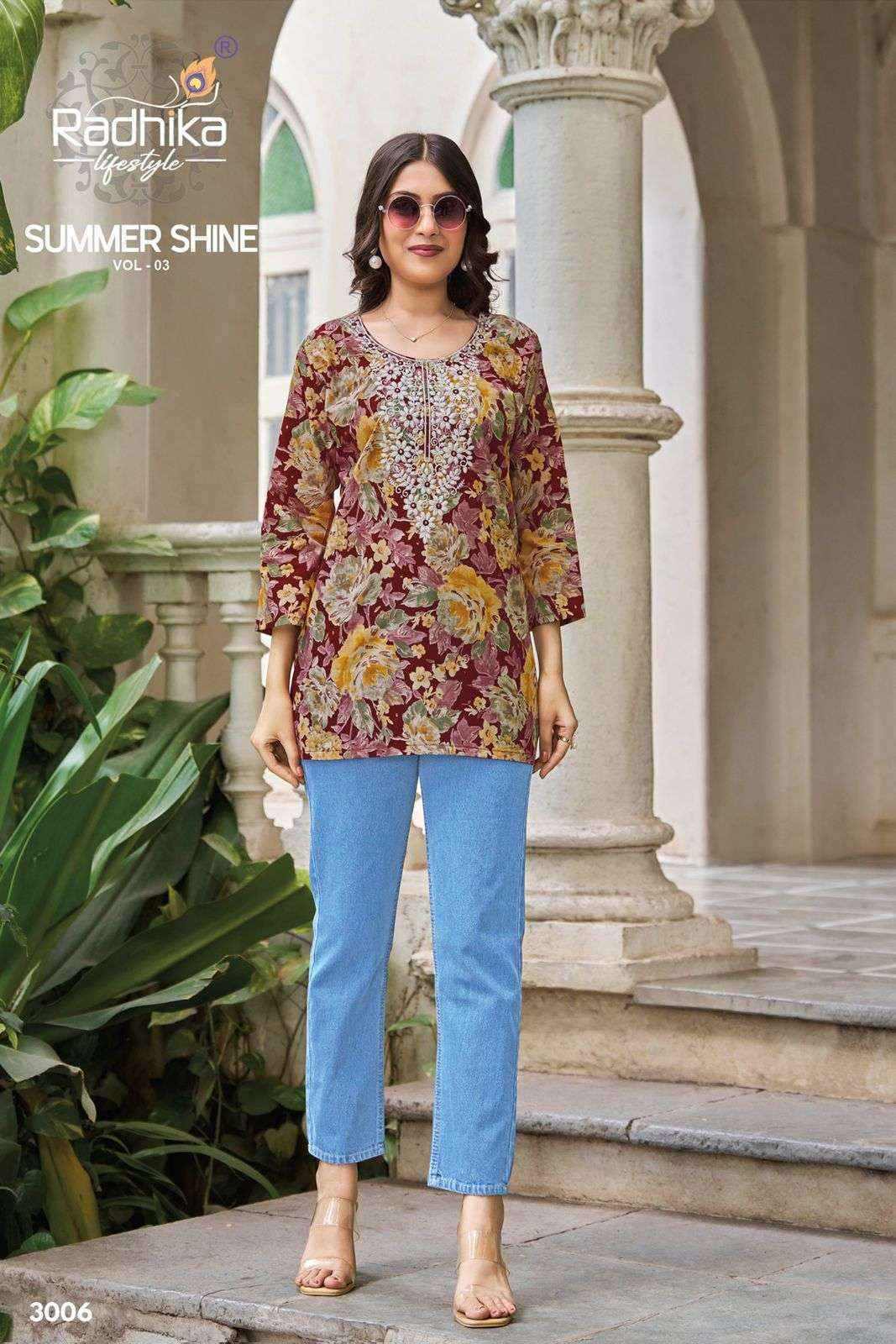 Radhika Lifestyle Summer Shine Vol 3 Weastern Cotton Top Set _ Surat Wholesale Market Rate ( 8 Pcs Catalog )