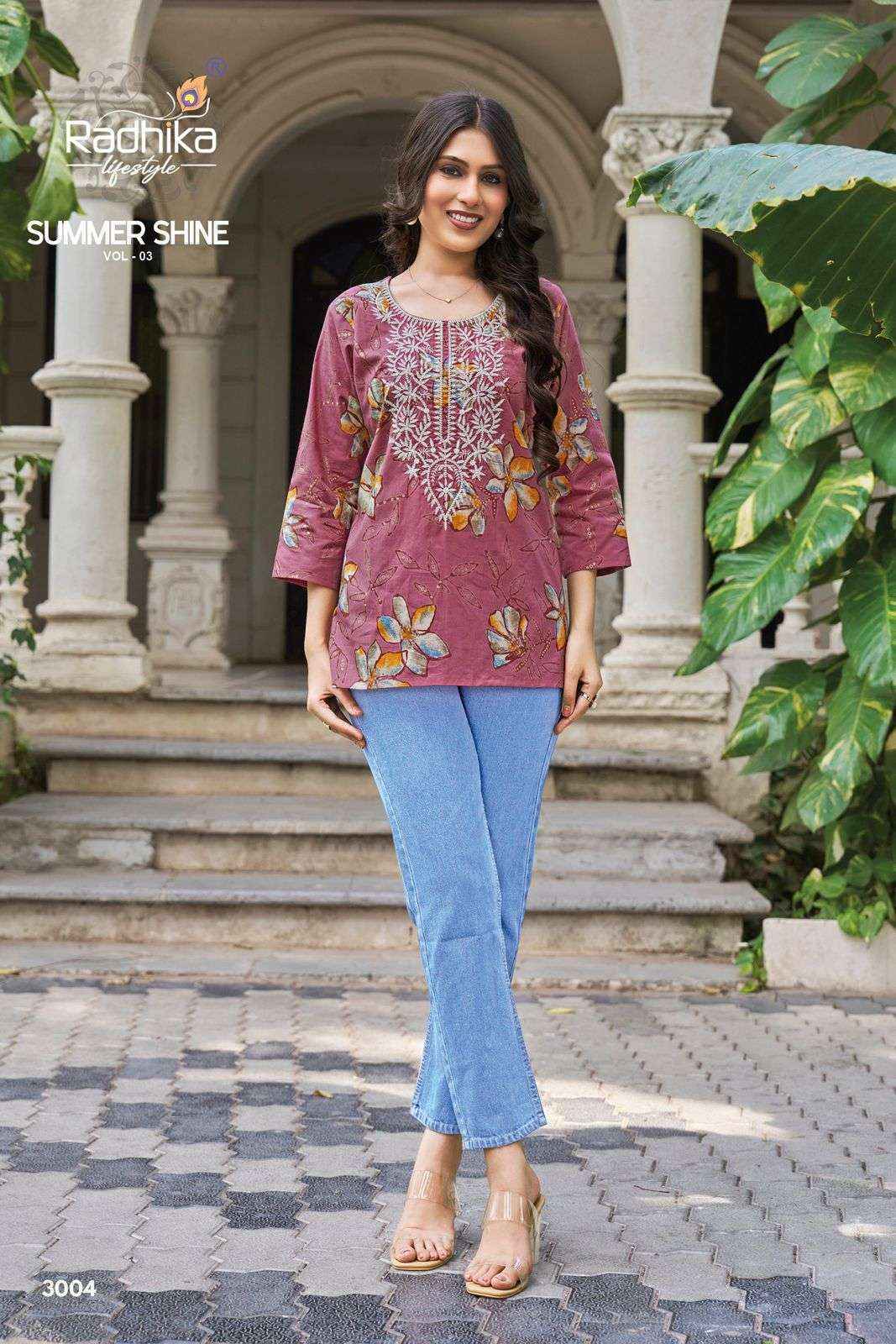 Radhika Lifestyle Summer Shine Vol 3 Weastern Cotton Top Set _ Surat Wholesale Market Rate ( 8 Pcs Catalog )