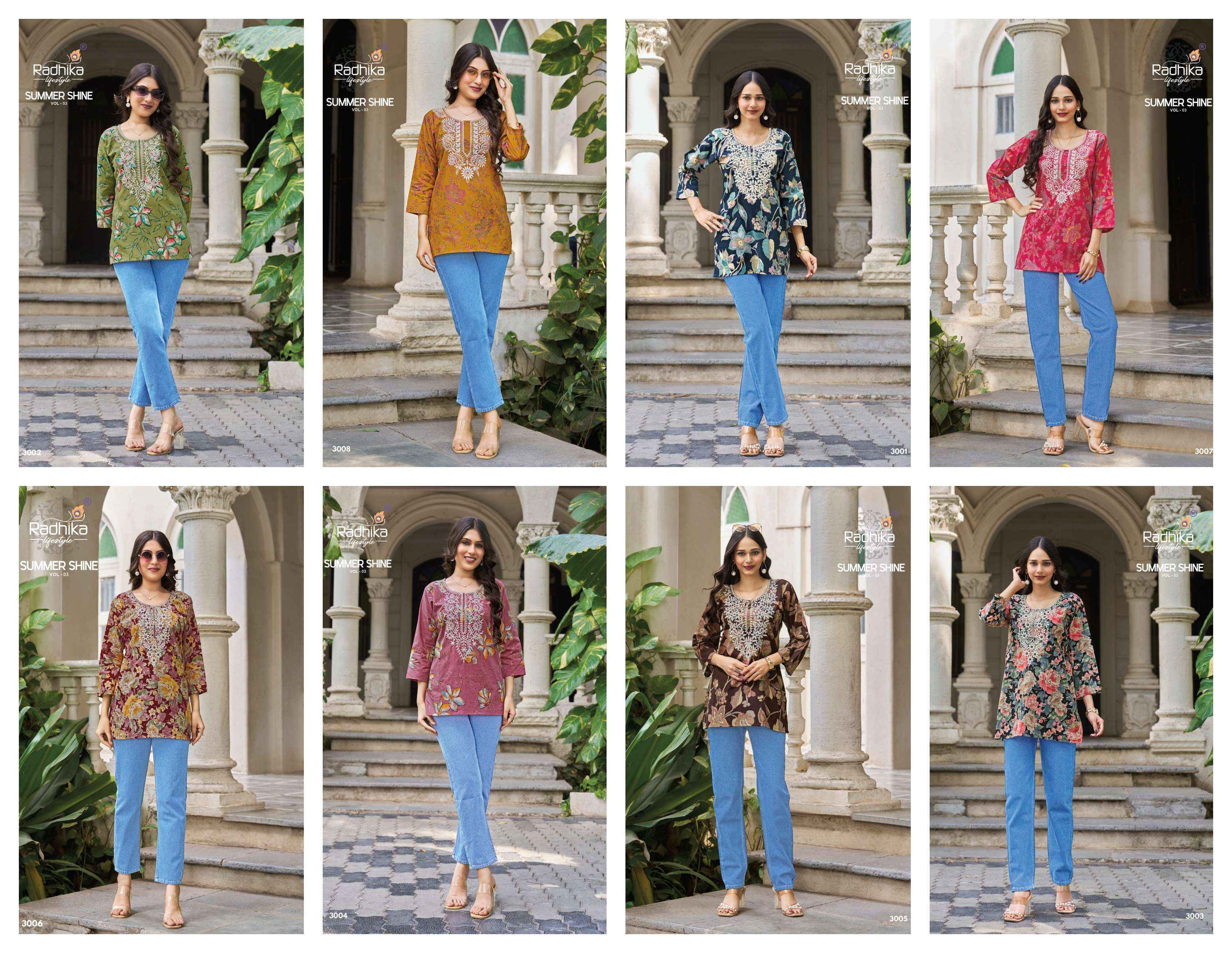 Radhika Lifestyle Summer Shine Vol 3 Weastern Cotton Top Set _ Surat Wholesale Market Rate ( 8 Pcs Catalog )