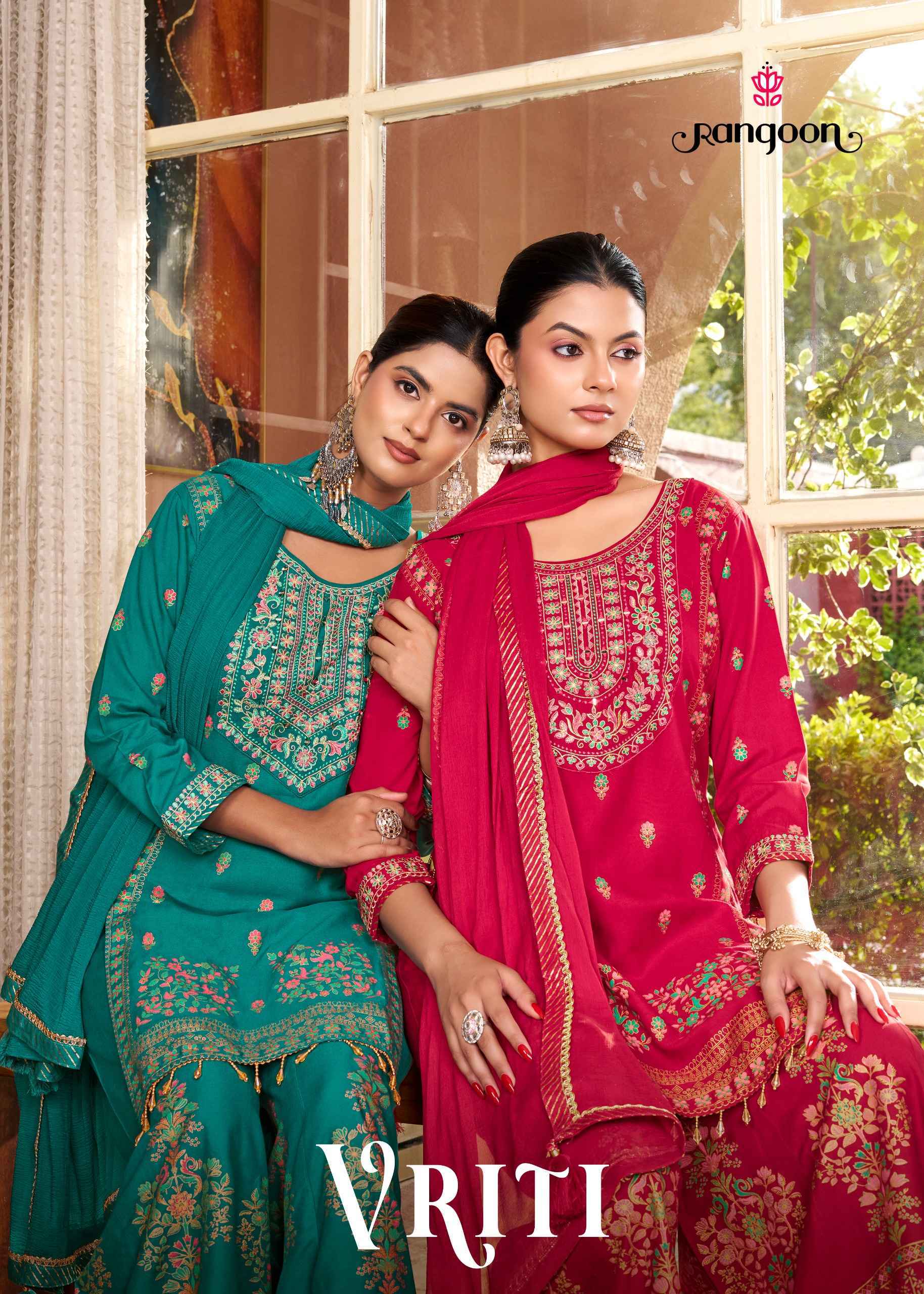 Rangoon Vriti Readymade Rayon Dress Set _ Surat Wholesale Market Price ( 4 Pcs Catalog )