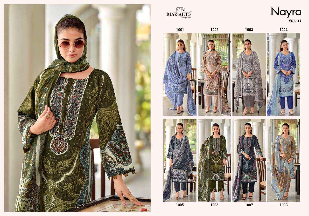 Riaz Arts Nayra Vol-42 Cotton Dress Material, Surat Wholesale Market (8 pcs Catalogue)