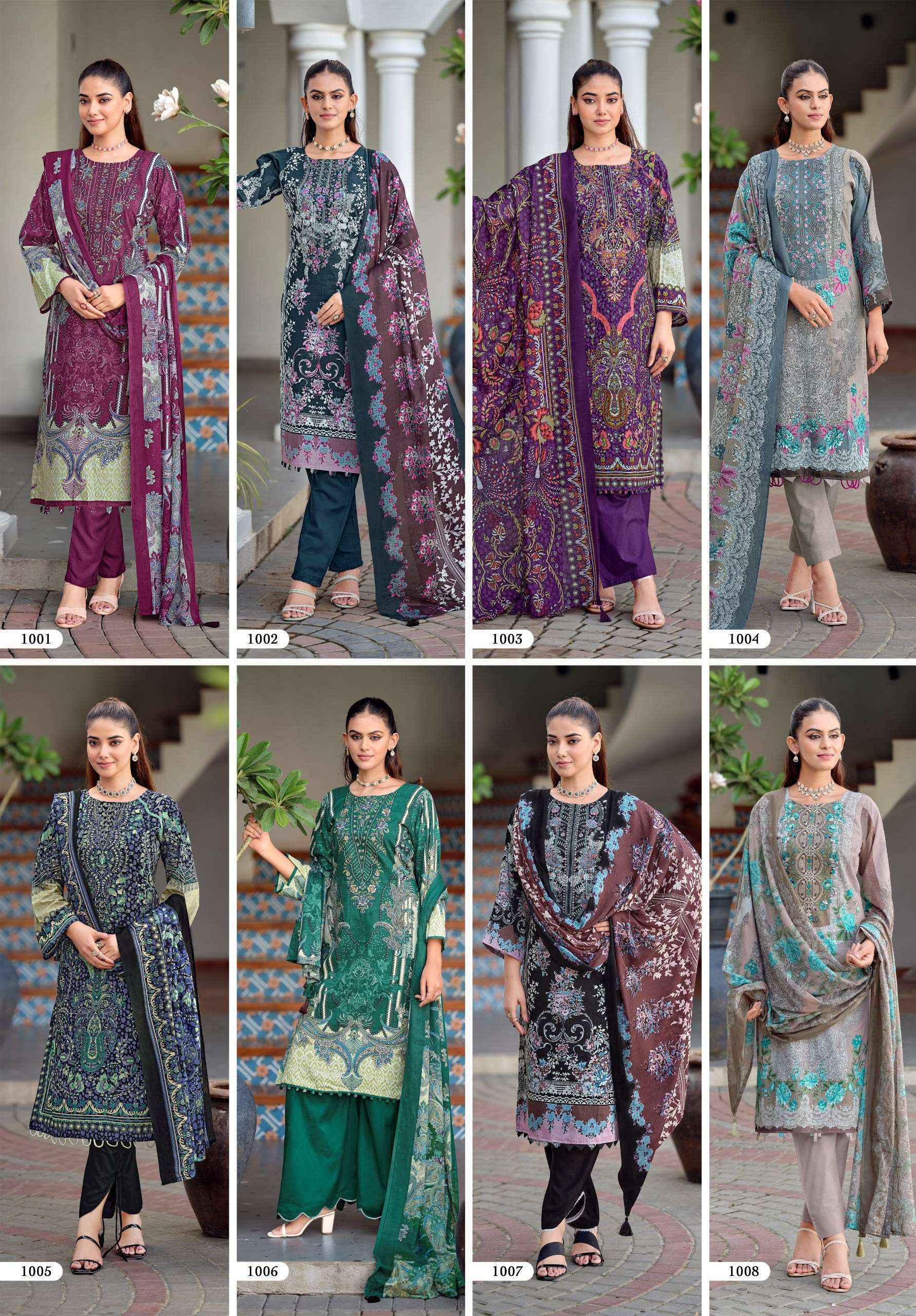 Riaz Arts Nayra Vol 43 Cotton Salwar Suit _ Surat Texteli Wholesale Rate ( 8 Pcs Catalog )