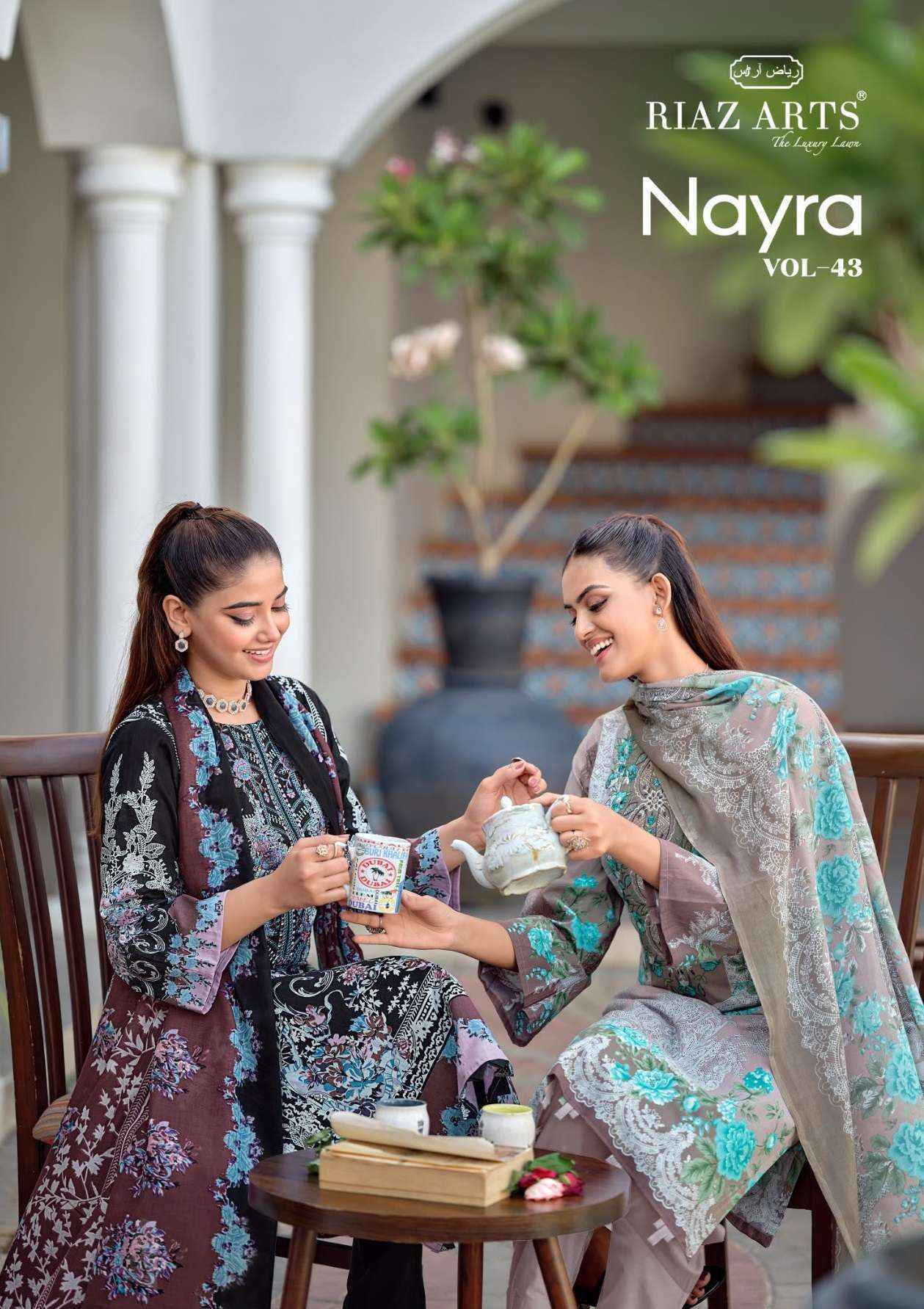 Riaz Arts Nayra Vol 43 Cotton Salwar Suit _ Surat Texteli Wholesale Rate ( 8 Pcs Catalog )