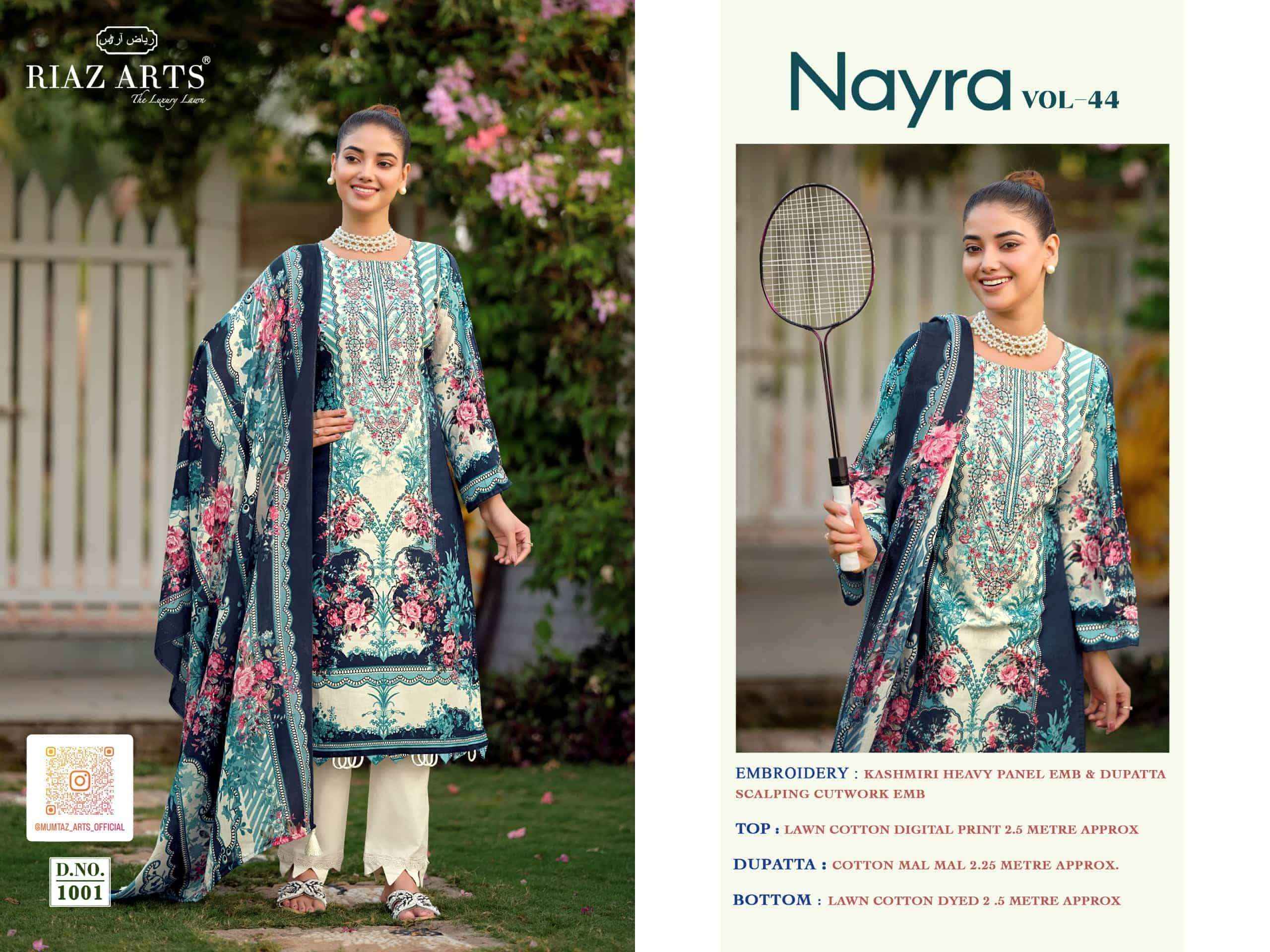 Riaz Arts Nayra Vol 44 Pure Cotton Pakistani Dress Material Wholesale Catalogue ( 8 Pcs Catalogue )