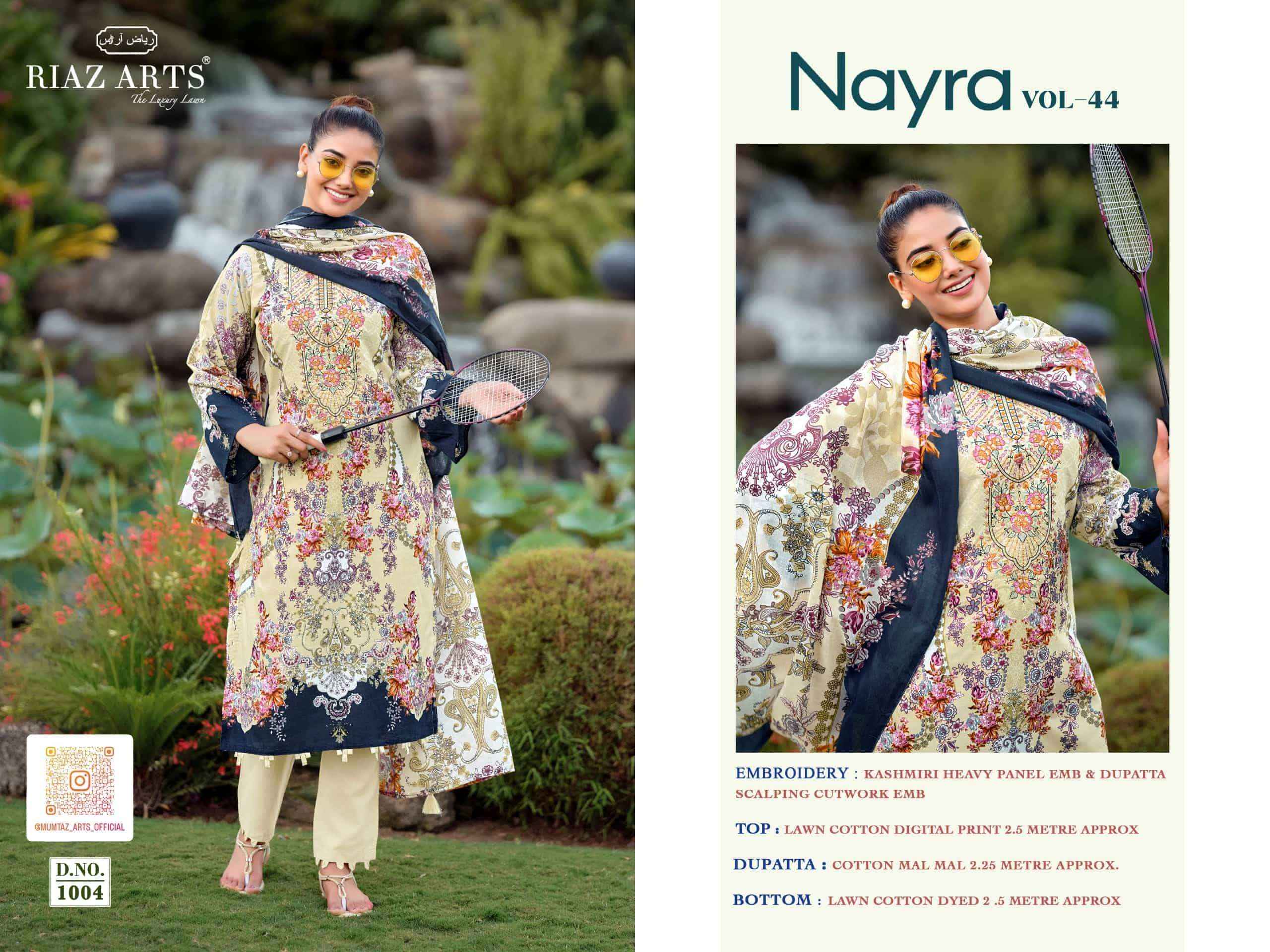 Riaz Arts Nayra Vol 44 Pure Cotton Pakistani Dress Material Wholesale Catalogue ( 8 Pcs Catalogue )