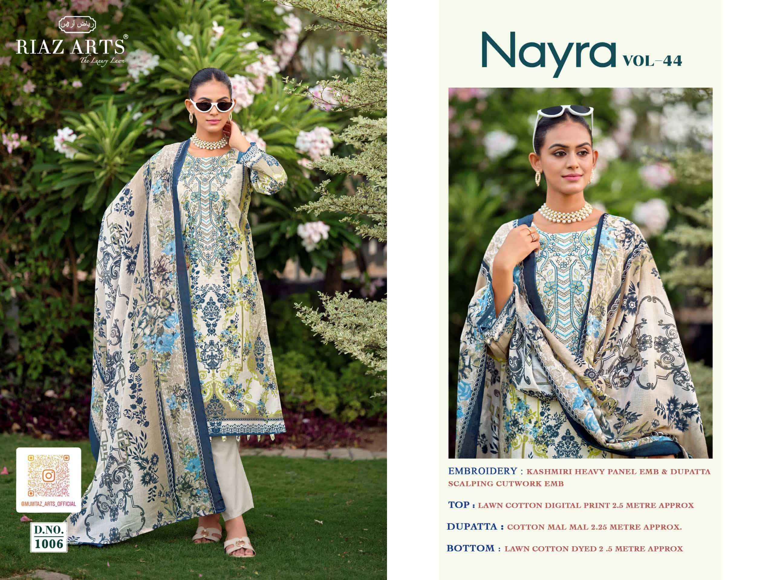Riaz Arts Nayra Vol 44 Pure Cotton Pakistani Dress Material Wholesale Catalogue ( 8 Pcs Catalogue )