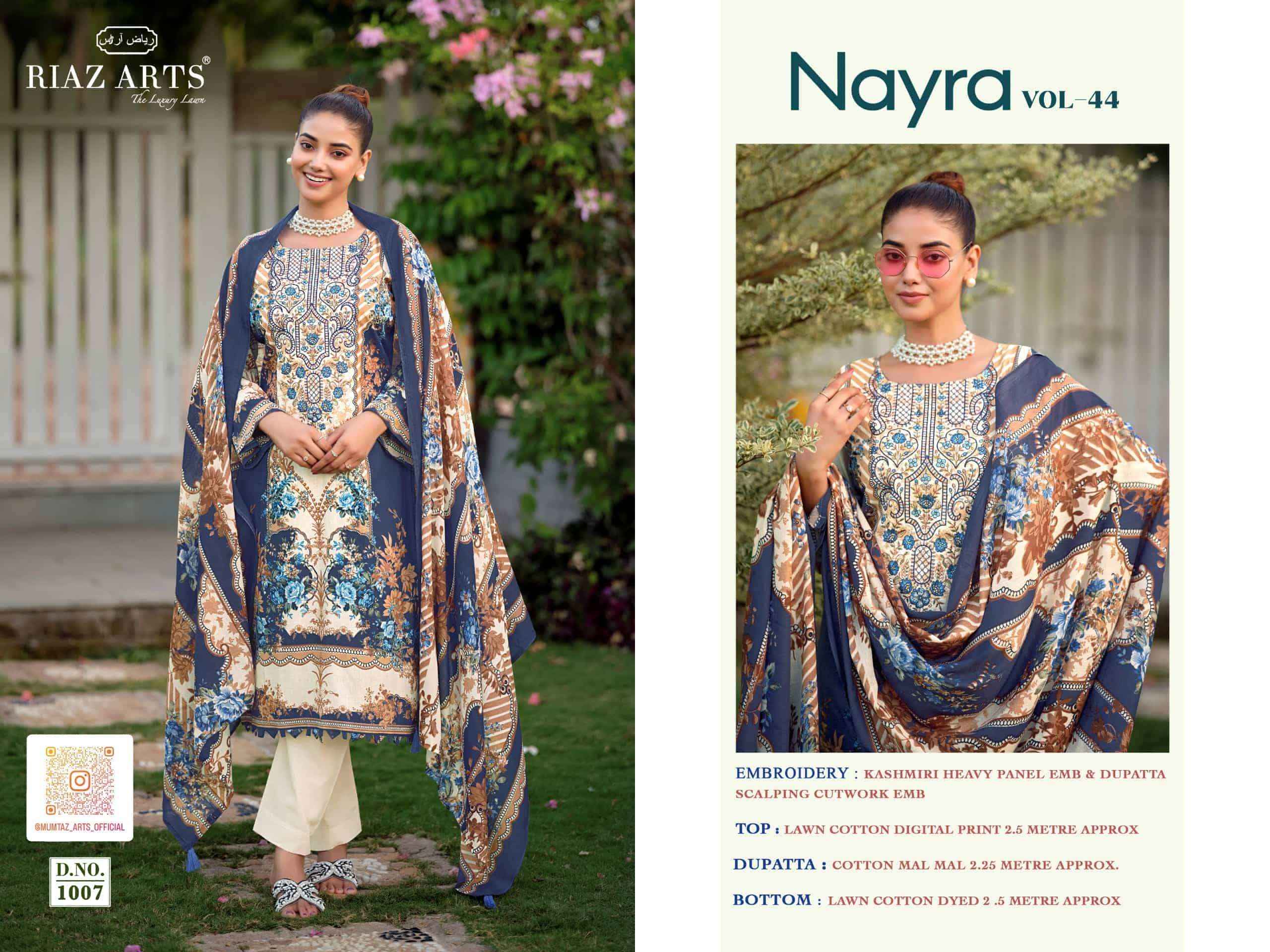 Riaz Arts Nayra Vol 44 Pure Cotton Pakistani Dress Material Wholesale Catalogue ( 8 Pcs Catalogue )
