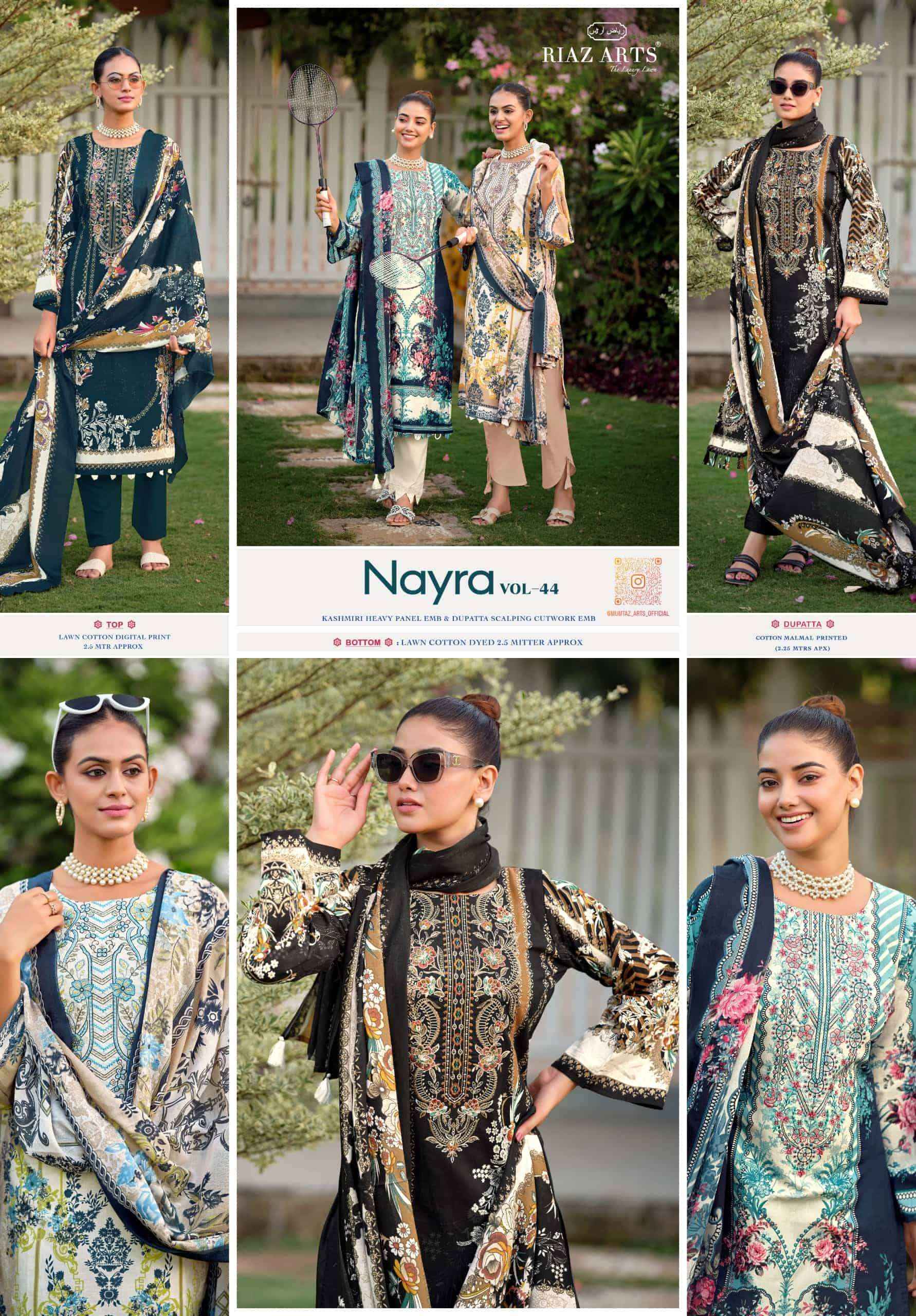 Riaz Arts Nayra Vol 44 Pure Cotton Pakistani Dress Material Wholesale Catalogue ( 8 Pcs Catalogue )