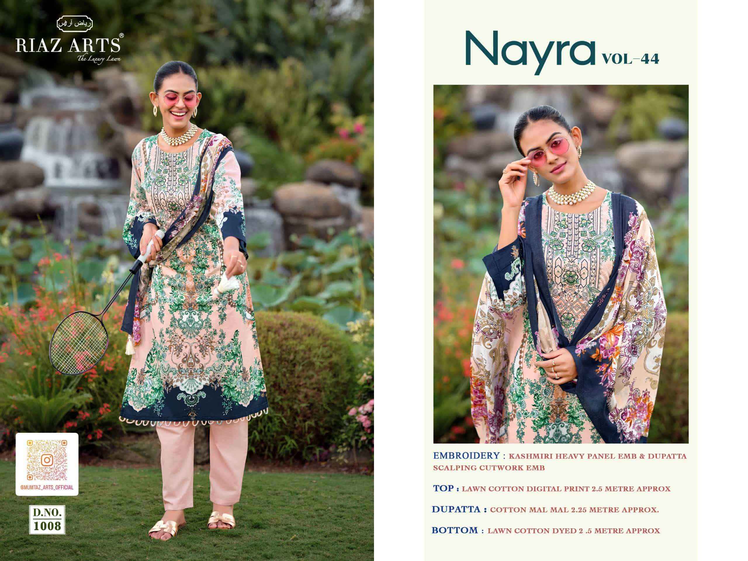 Riaz Arts Nayra Vol 44 Pure Cotton Pakistani Dress Material Wholesale Catalogue ( 8 Pcs Catalogue )