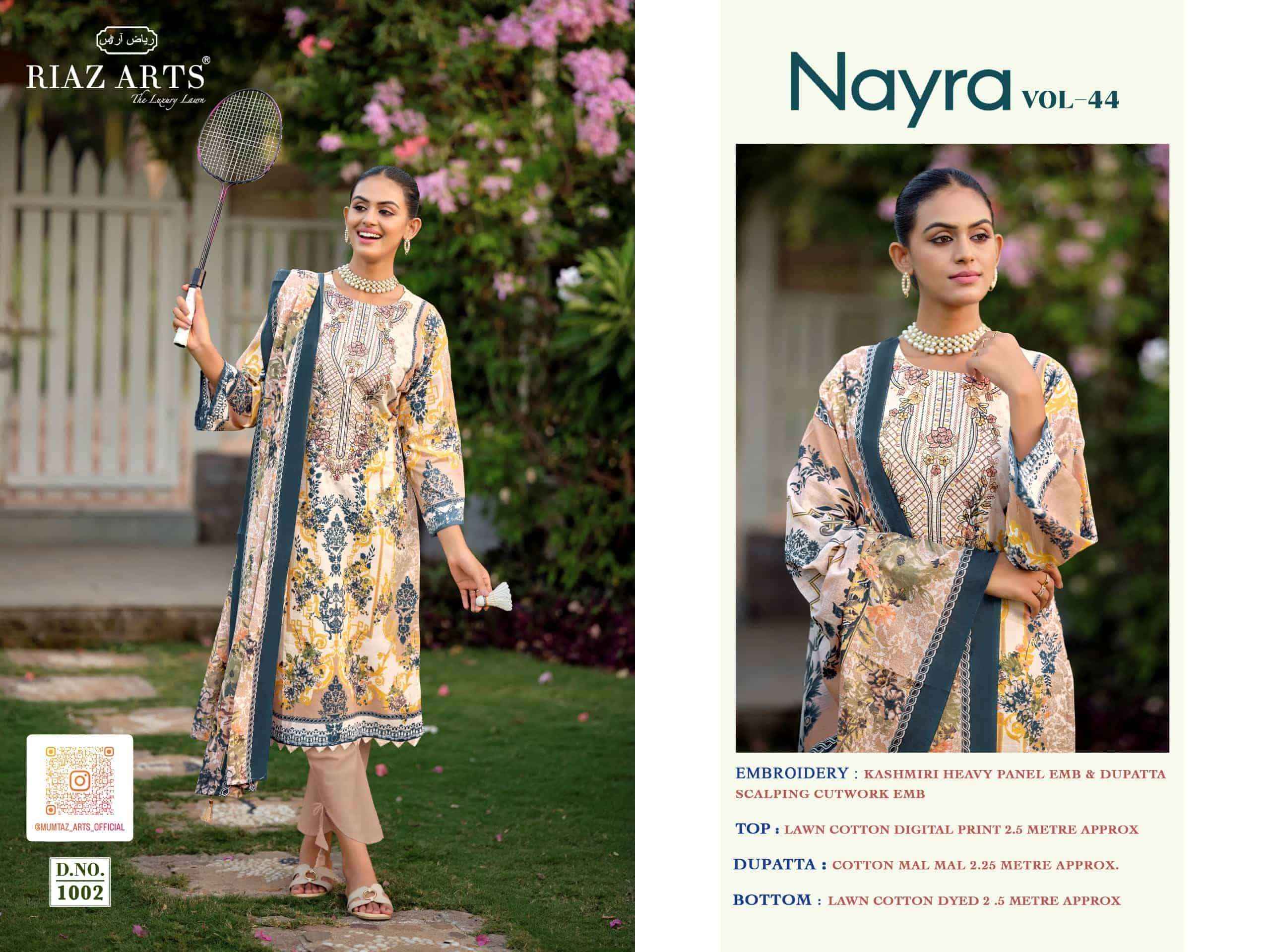 Riaz Arts Nayra Vol 44 Pure Cotton Pakistani Dress Material Wholesale Catalogue ( 8 Pcs Catalogue )