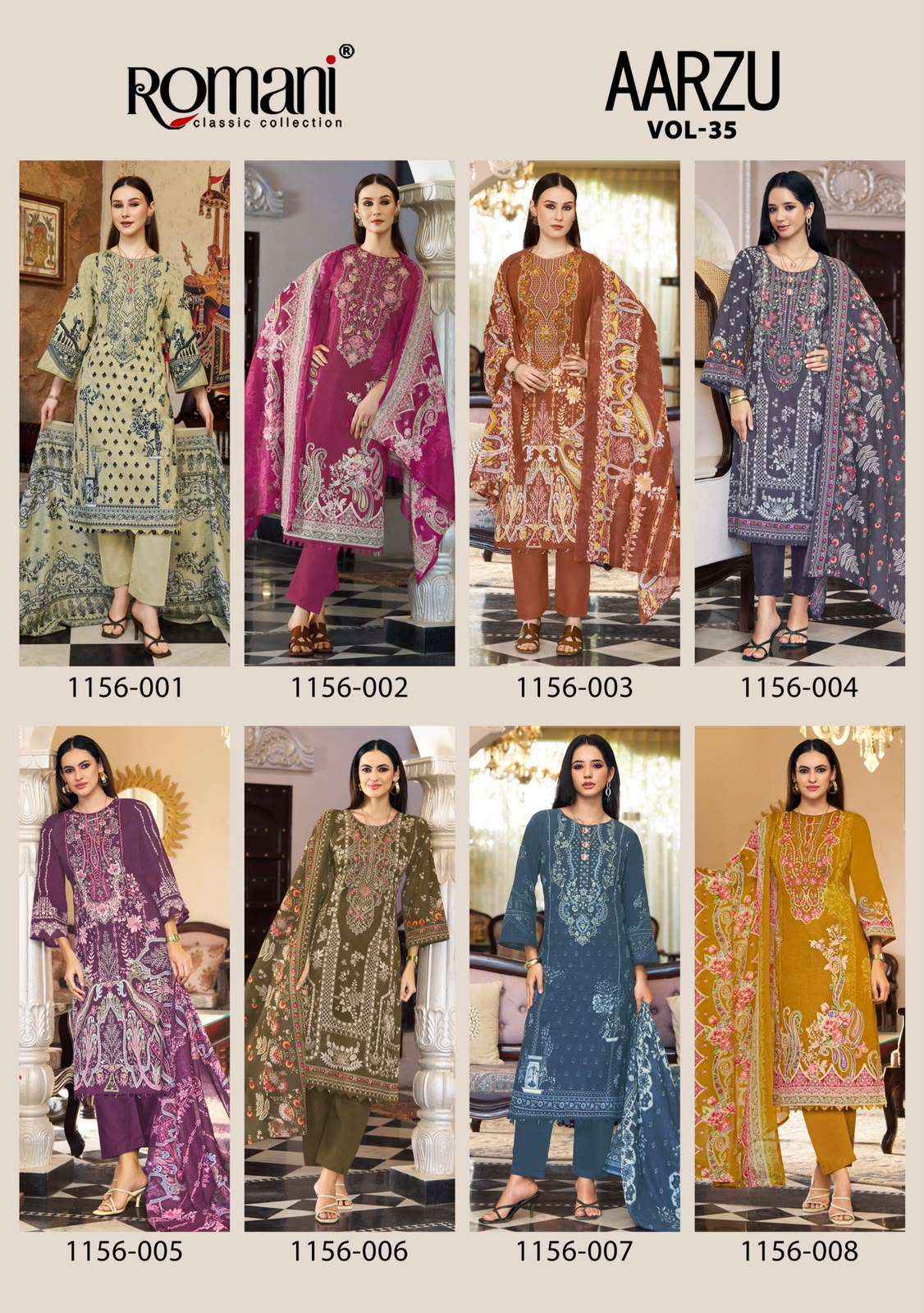 ROMANI AARZU VOL 35 COTTON DIGITAL STYLE PRINT WITH FANCY WORK SUIT