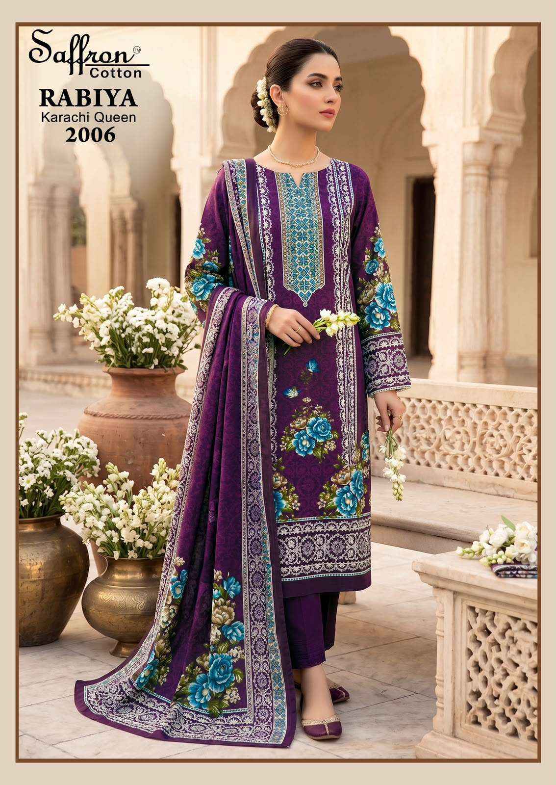 SAFFRON COTTON RABIYA KARACHI QUEEN VOL 2 COTTON DIGITAL PRINT SALWAR SUIT _ SURAT WHOLESALE MARKET PRICE ( 8 PCS CATALOG )