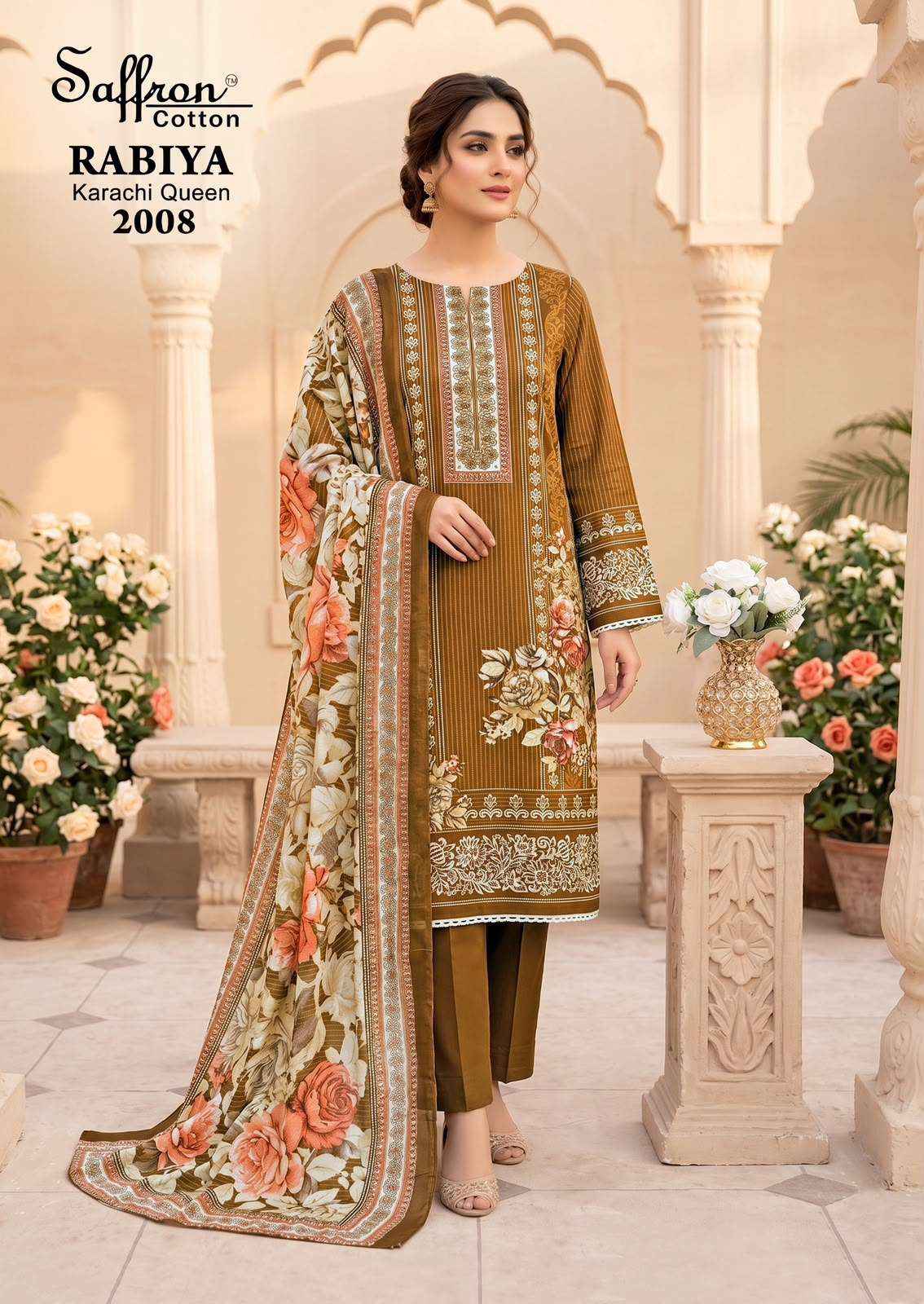 SAFFRON COTTON RABIYA KARACHI QUEEN VOL 2 COTTON DIGITAL PRINT SALWAR SUIT _ SURAT WHOLESALE MARKET PRICE ( 8 PCS CATALOG )
