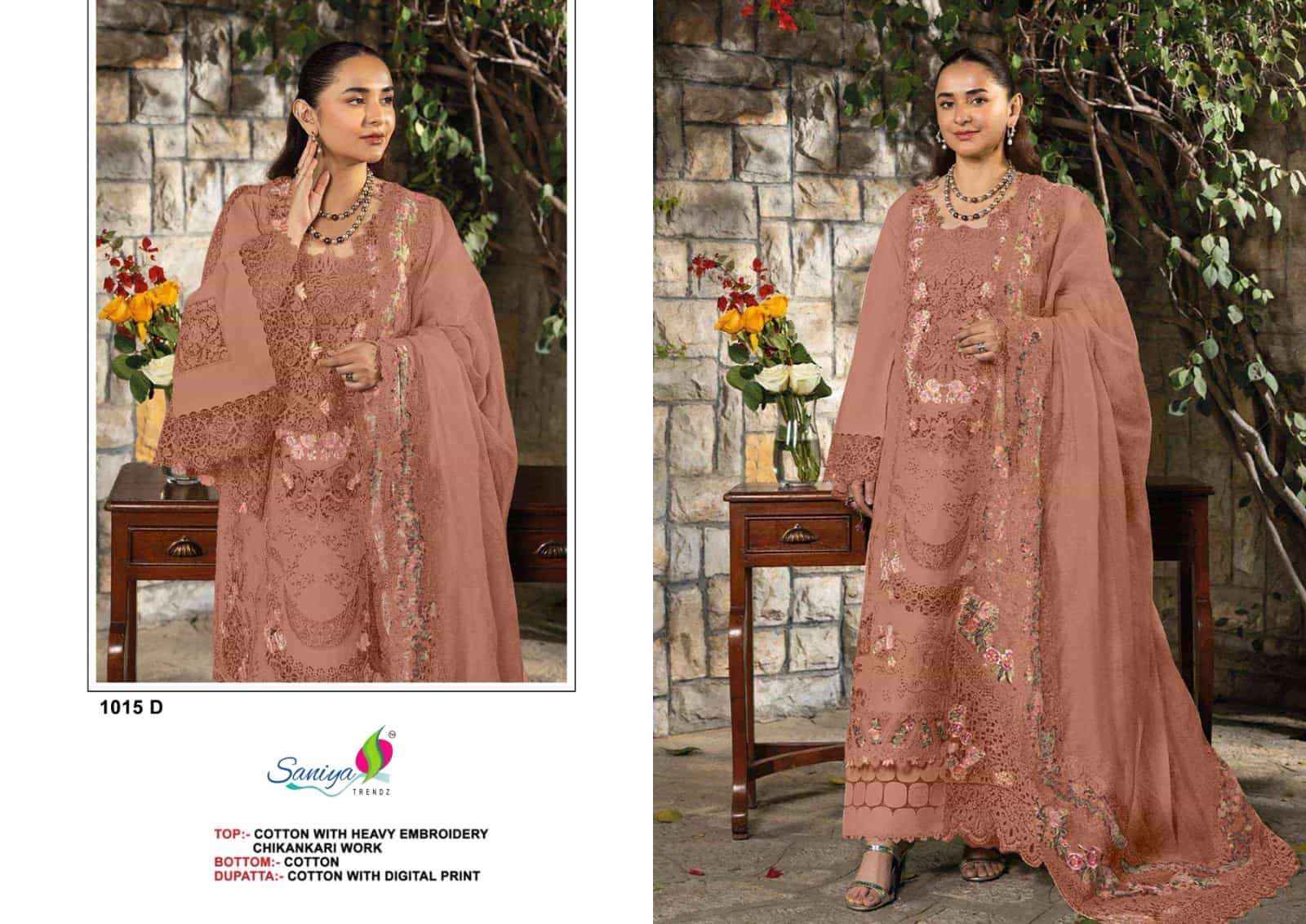 Saniya Trendz 1015 Abcd Designer Cotton Pakistani Dress Material ( 4 Pcs Catalogue )
