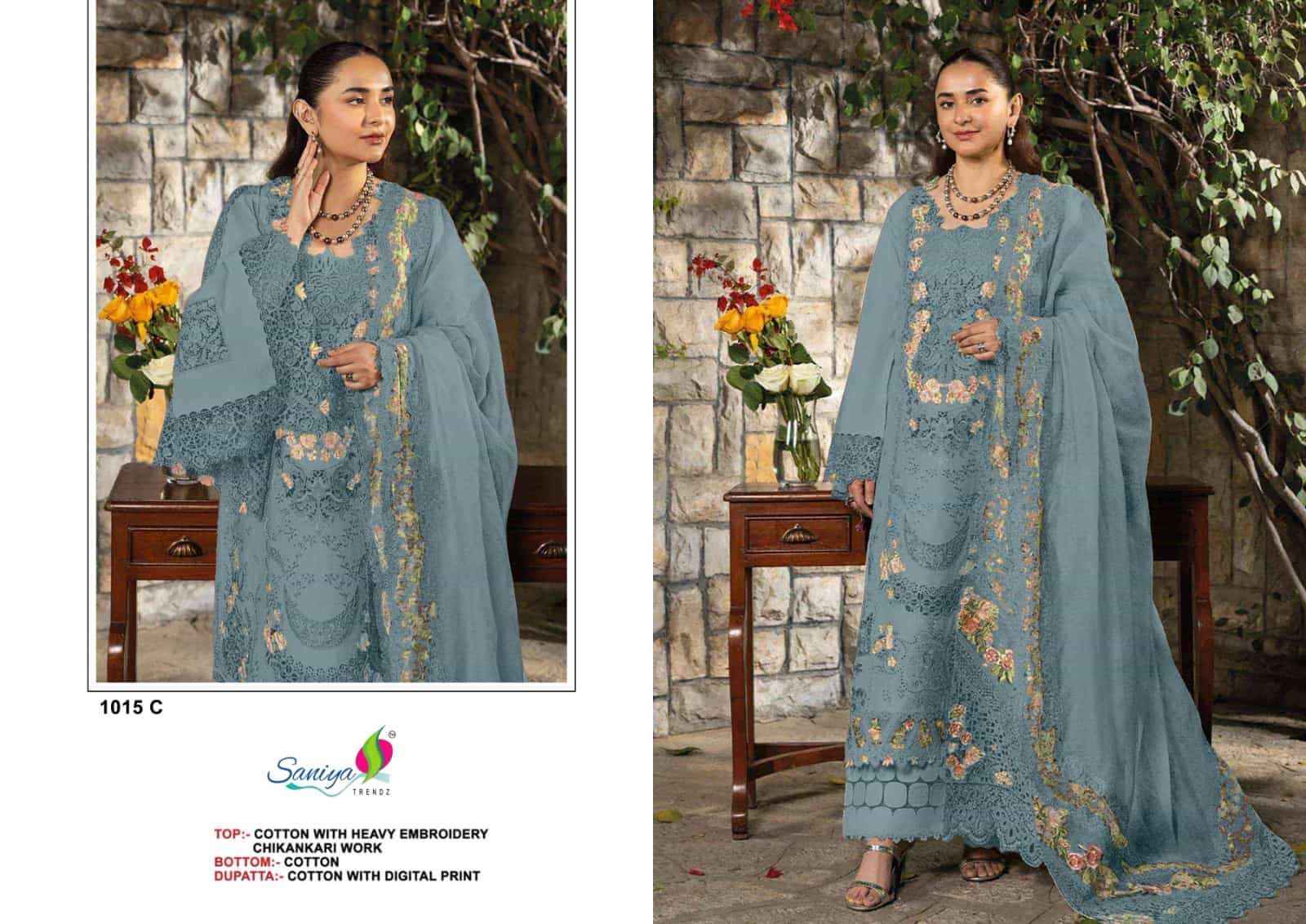 Saniya Trendz 1015 Abcd Designer Cotton Pakistani Dress Material ( 4 Pcs Catalogue )