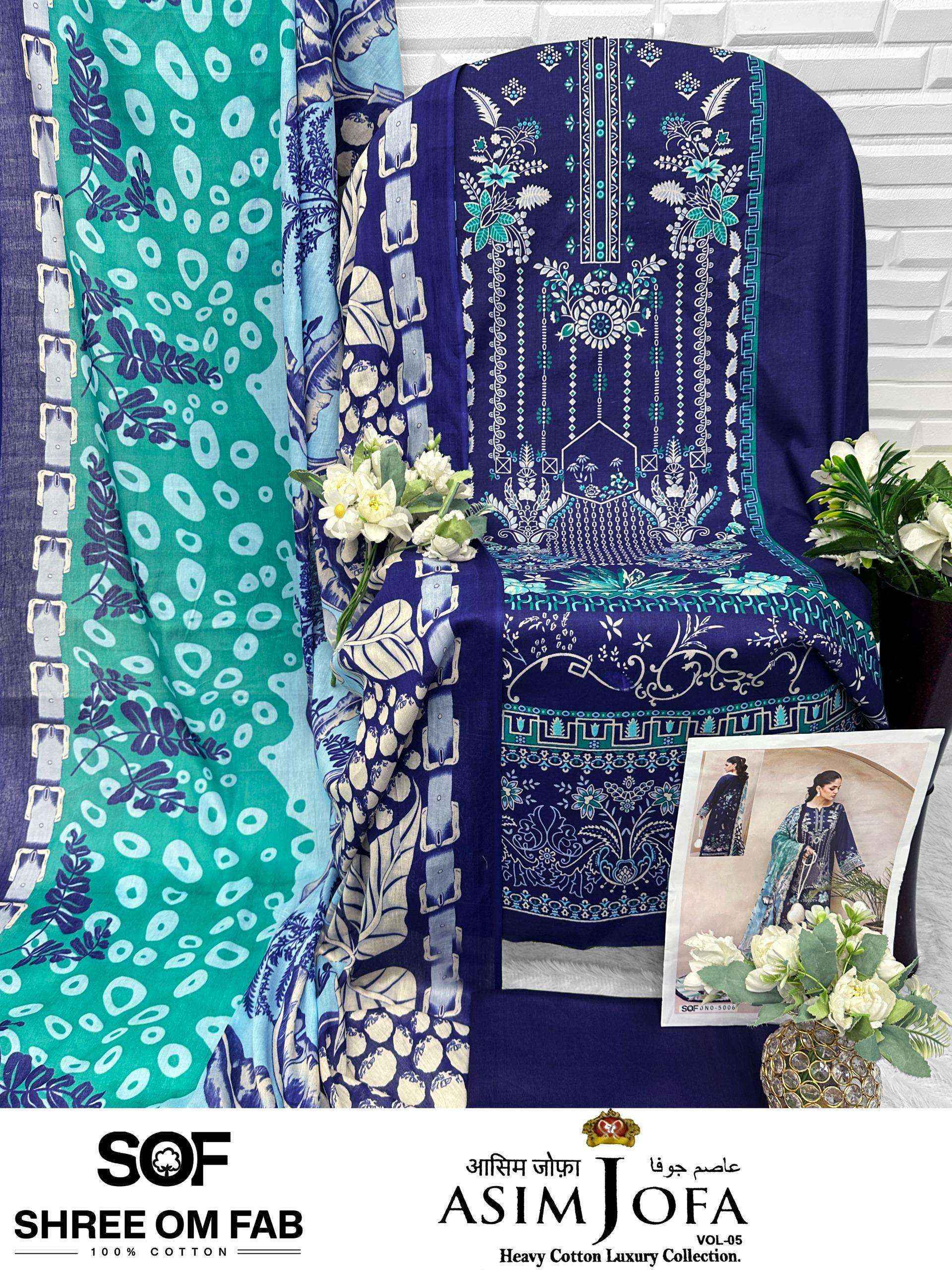 Shree Om Fab Asim Jofa Vol 5 Cotton Salwar Kameez _ Surat Wholesale Market Rate ( 6 Pcs Catalog )