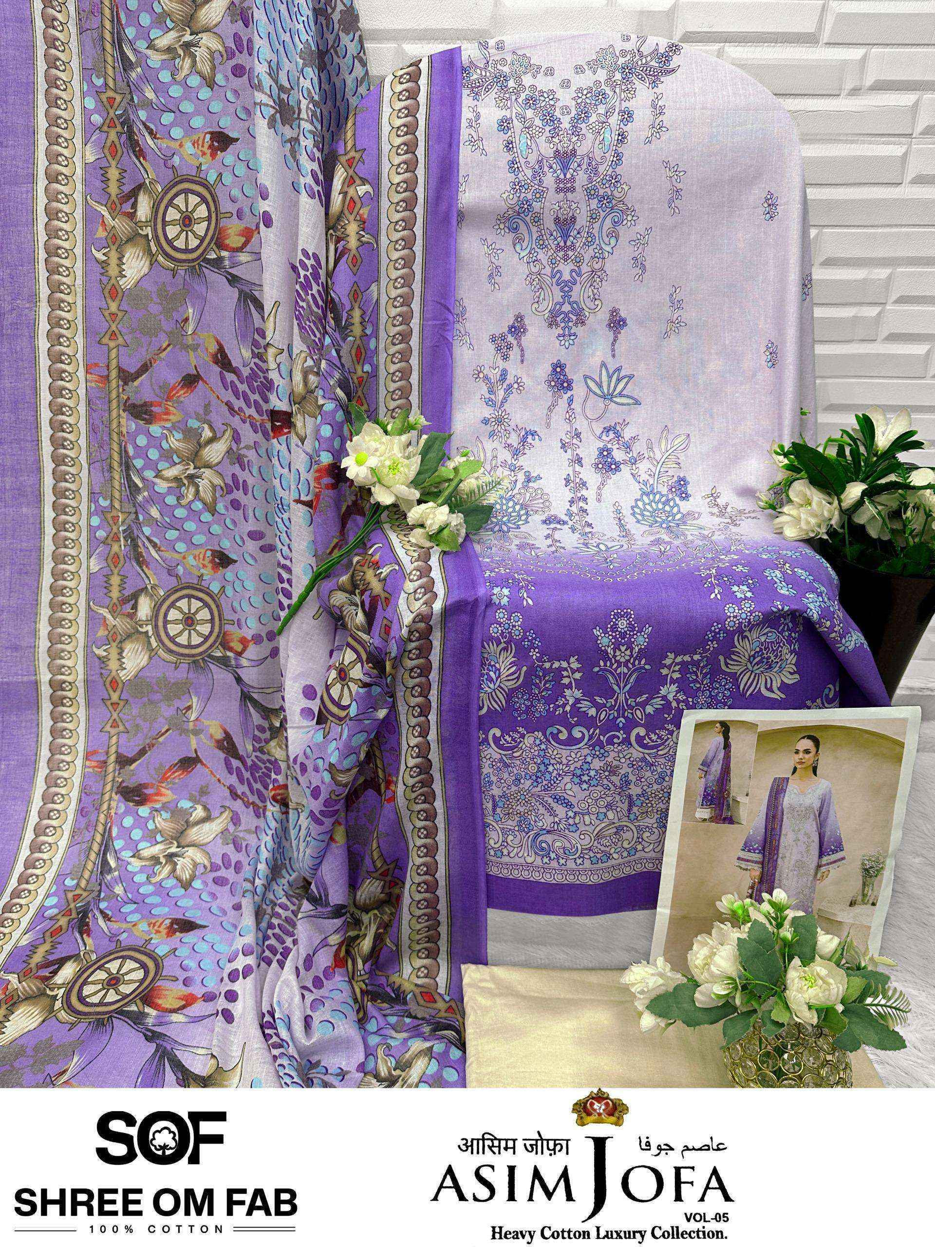 Shree Om Fab Asim Jofa Vol 5 Cotton Salwar Kameez _ Surat Wholesale Market Rate ( 6 Pcs Catalog )
