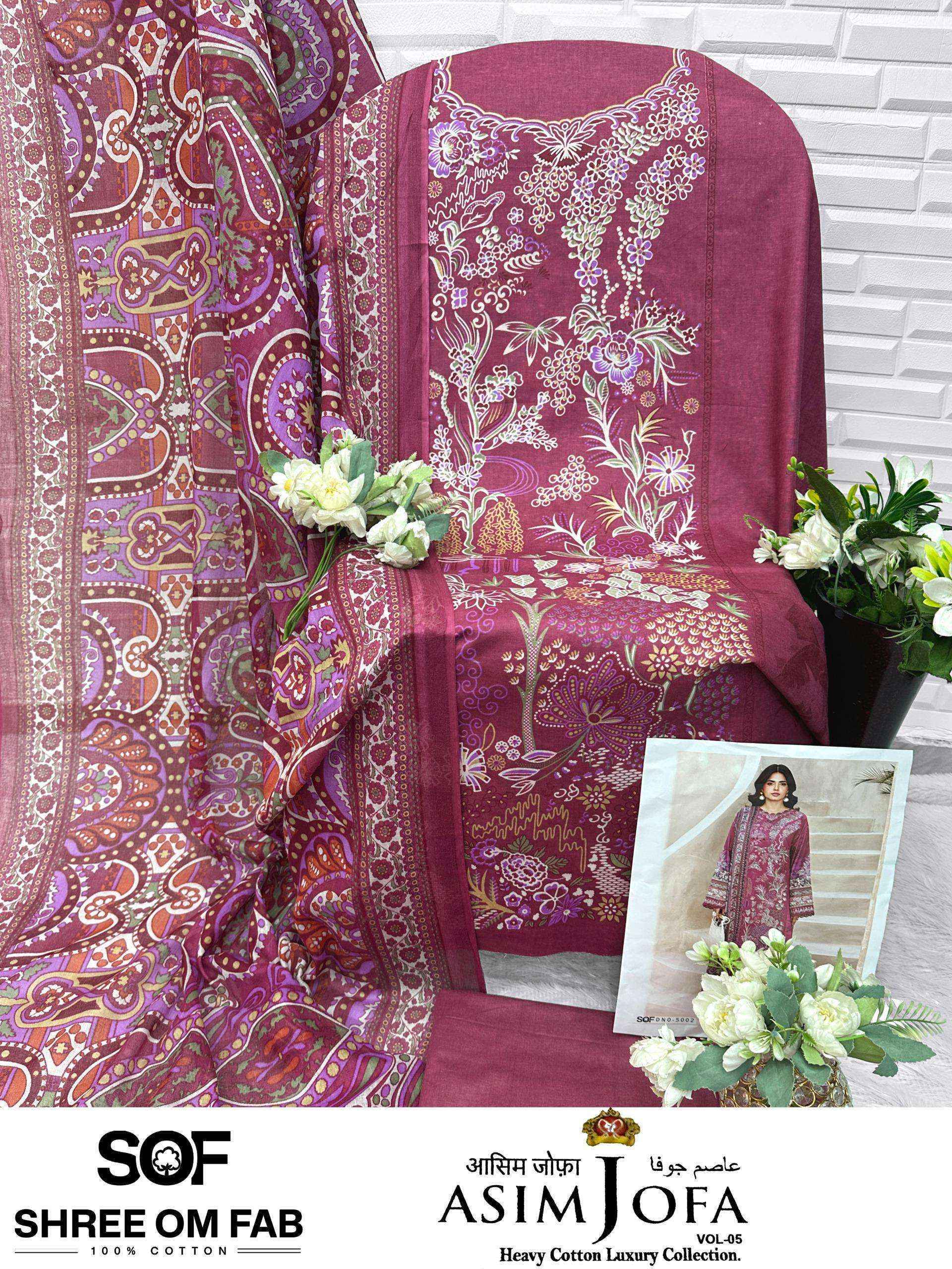 Shree Om Fab Asim Jofa Vol 5 Cotton Salwar Kameez _ Surat Wholesale Market Rate ( 6 Pcs Catalog )