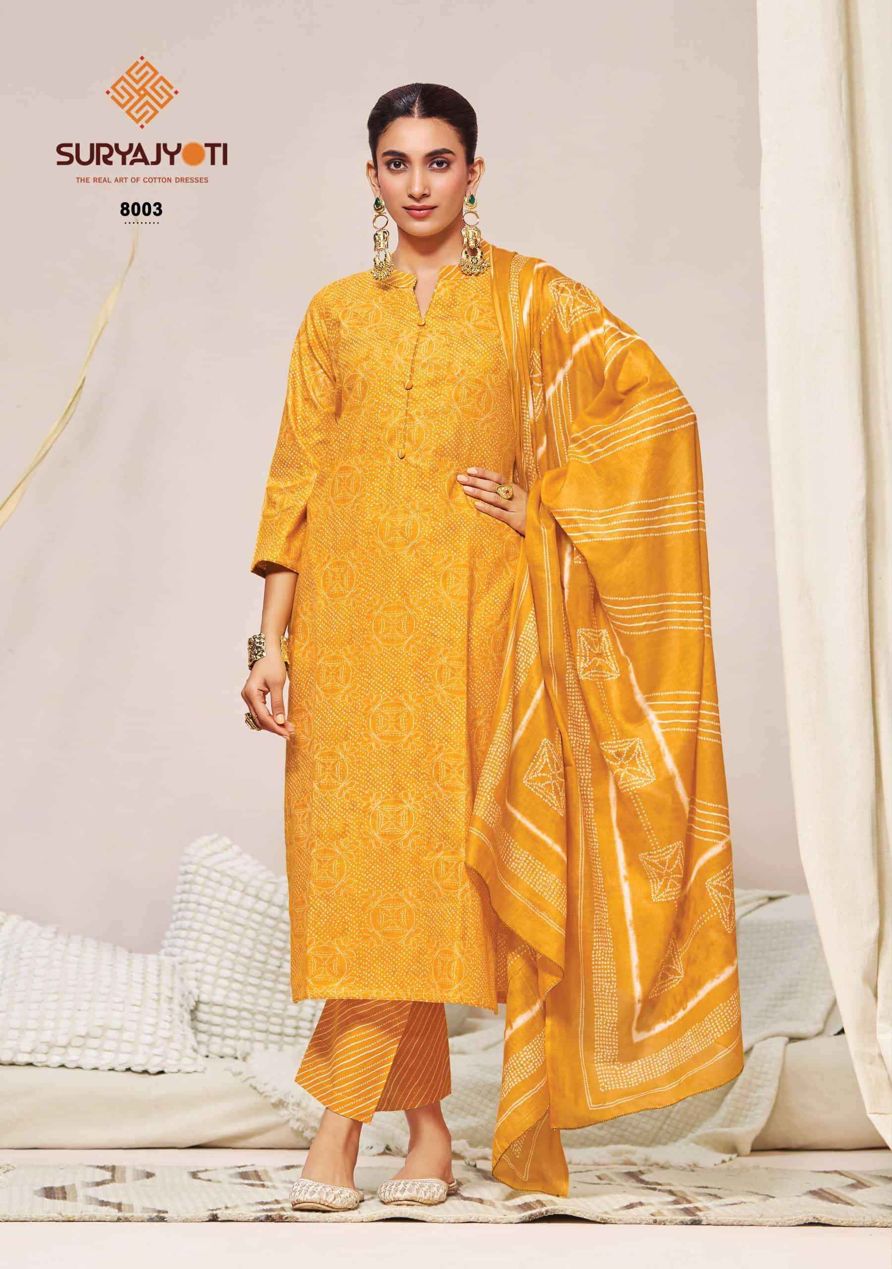 Suryajyoti Bandhani Lehariya Special Vol 8 Premium Cotton Bandhani Suits ( 8 Pcs Catalogue )