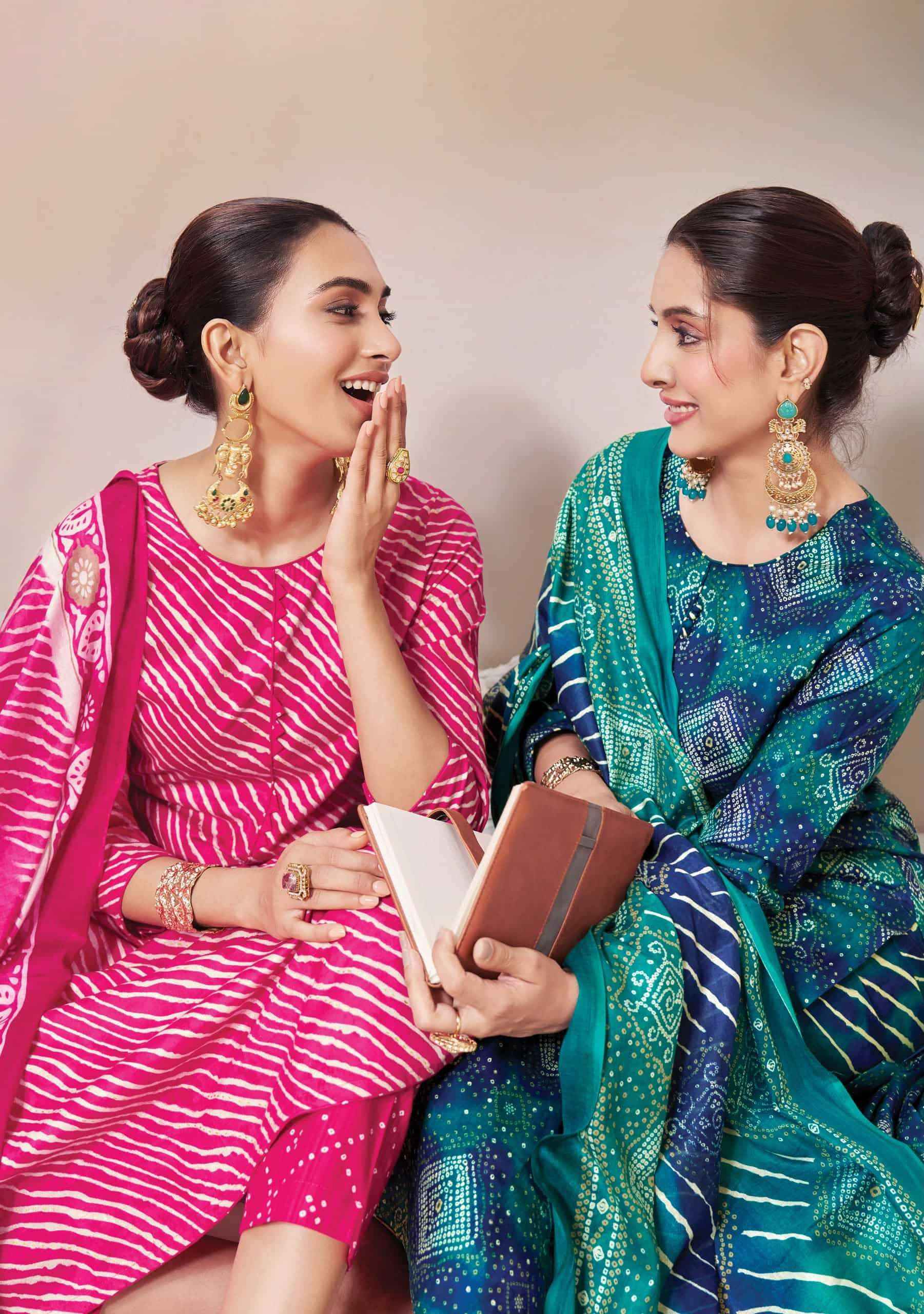 Suryajyoti Bandhani Lehariya Special Vol 8 Readymade Bandhani Suit, Wholesale Surat ( 8 Pcs Catalogue )
