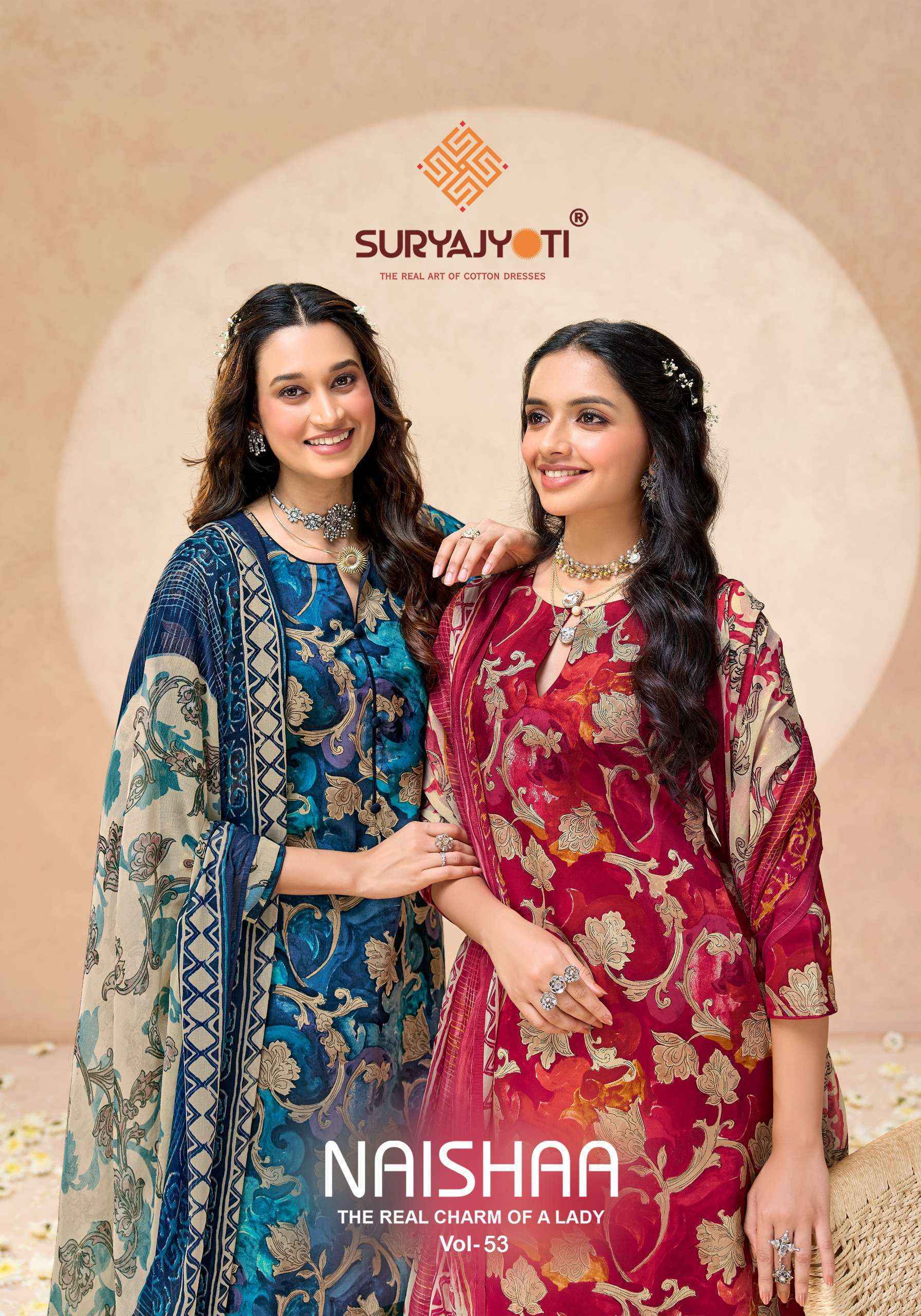 Suryajyoti Naishaa Vol 53 Jam Satin Dress Material Wholesale Supplier ( 10 pcs Catalogue )