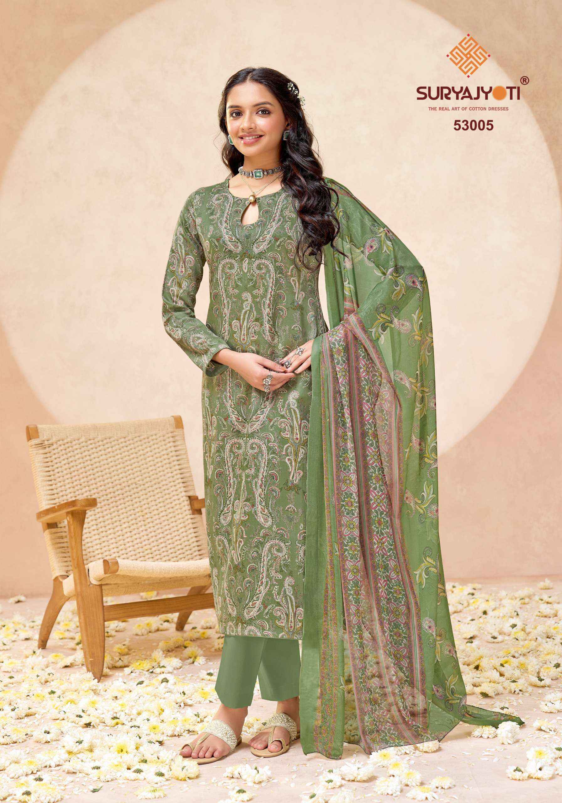 Suryajyoti Naishaa Vol 53 Jam Satin Dress Material Wholesale Supplier ( 10 pcs Catalogue )