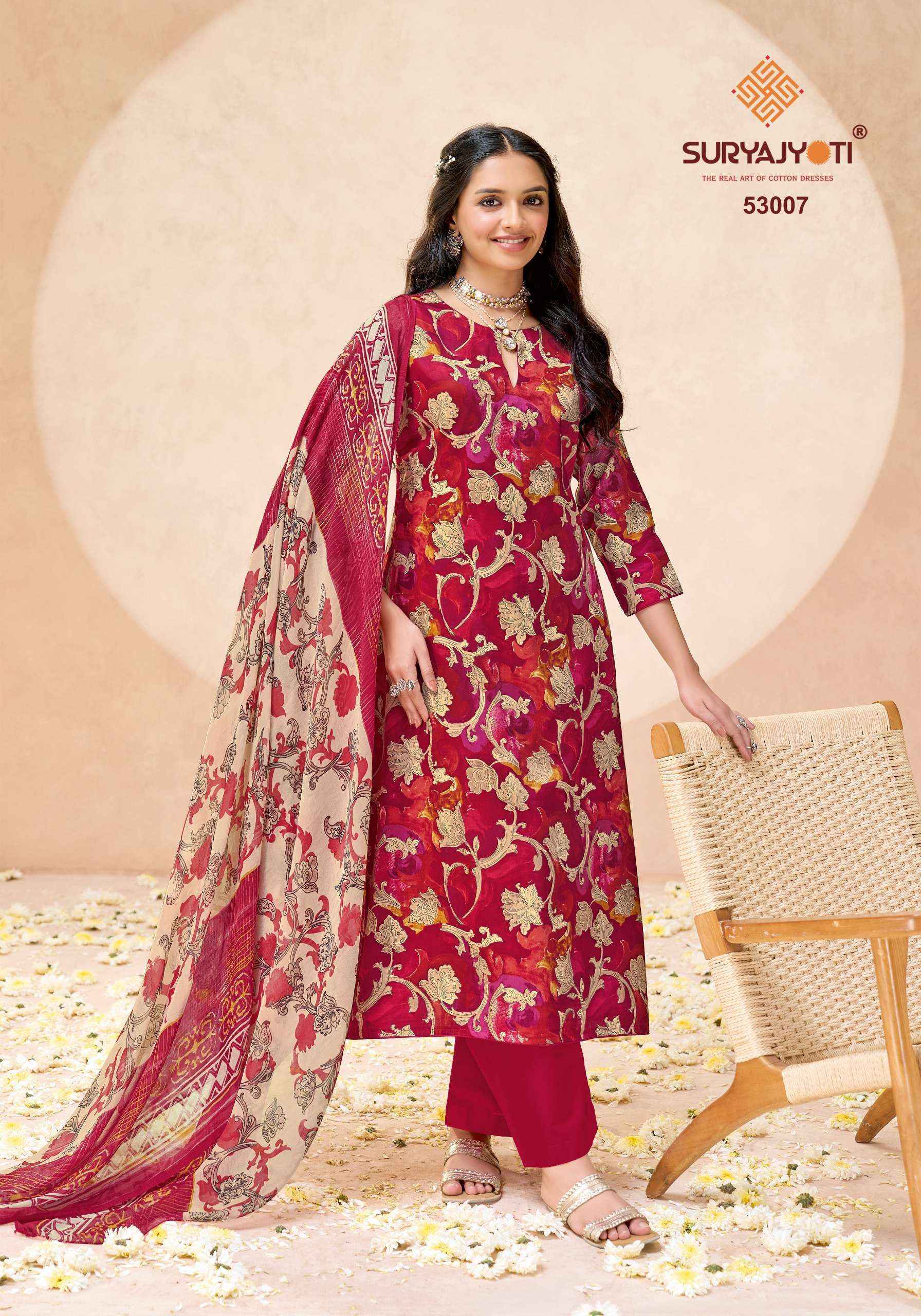 Suryajyoti Naishaa Vol 53 Jam Satin Dress Material Wholesale Supplier ( 10 pcs Catalogue )