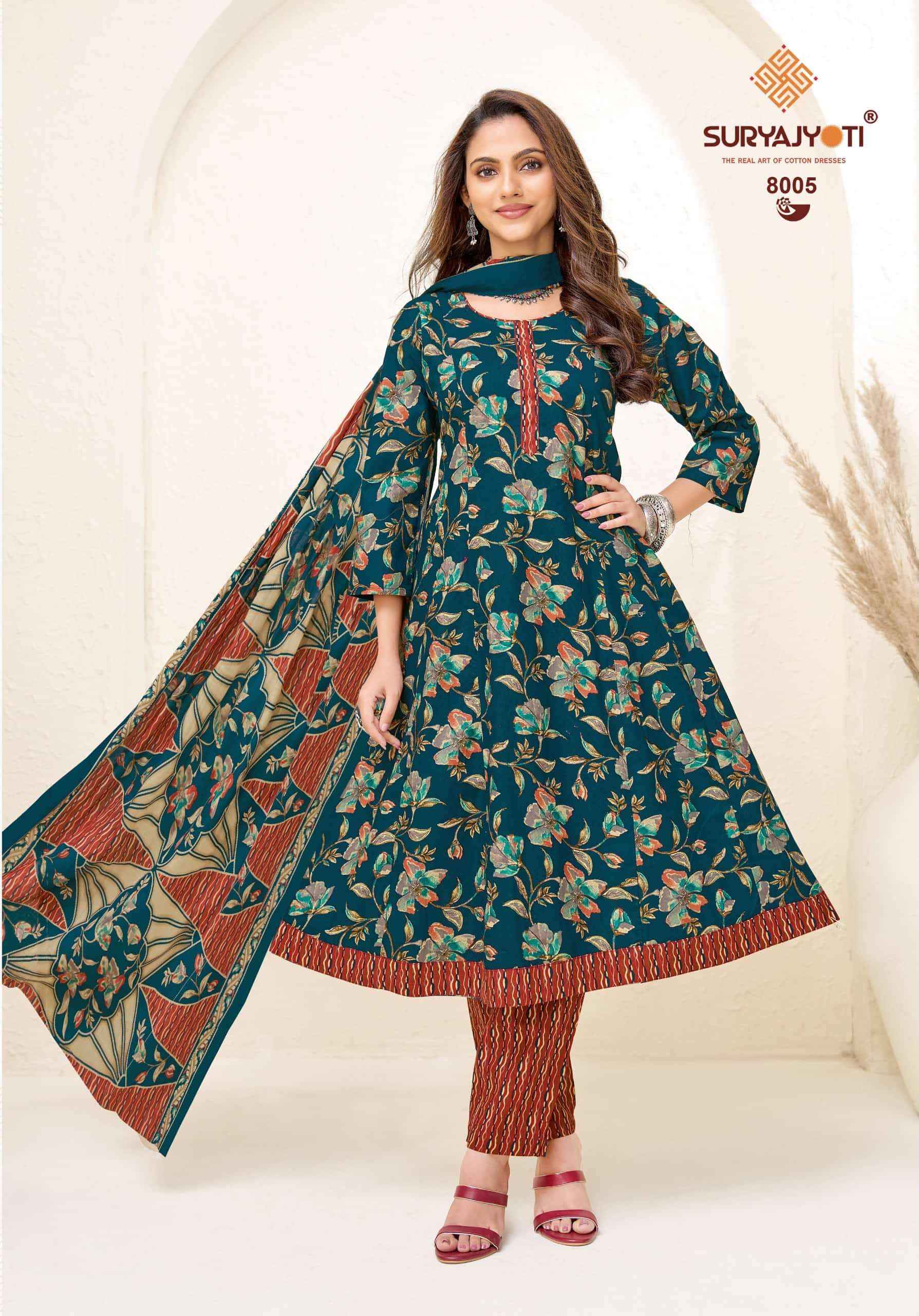 Suryajyoti Rashi Vol 8 Readymade Cotton Anarkali Suit _ Surat Wholesale Market Price ( 10 Pcs Catalog )