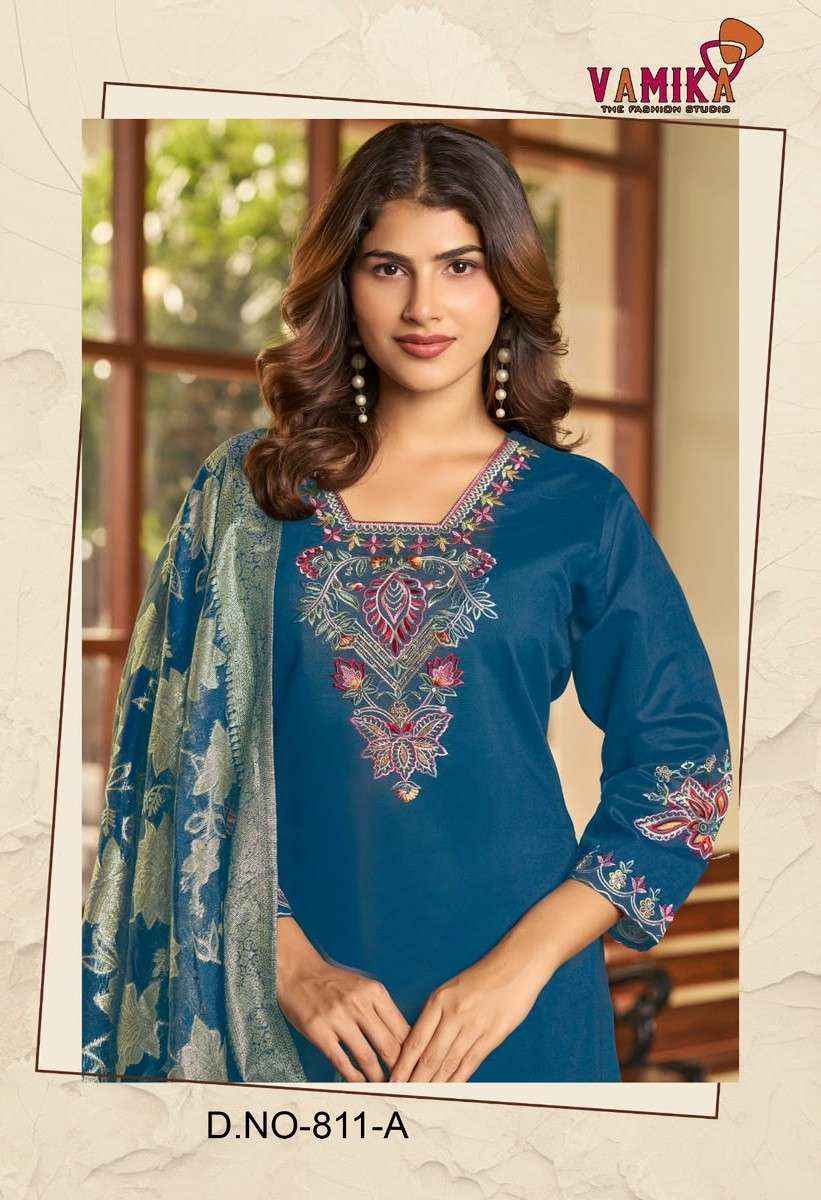 Vamika Aisha Readymade Designer 3 Pec Suit Set _ Surat Wholesale Market Price ( 4 Pcs Catalog )