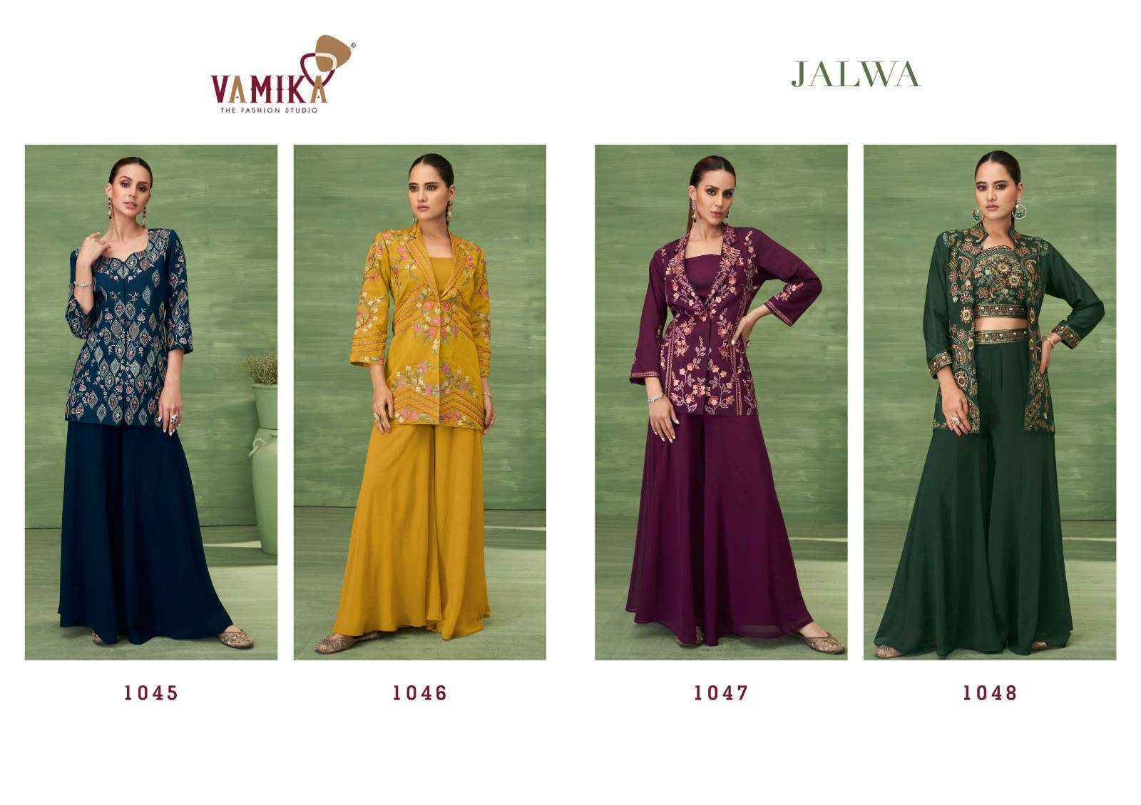 Vamika Jalwa Designer Roman Silk Dress _ Surat Wholesale Market Price ( 4 Pcs Catalog )
