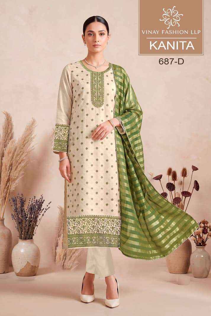 Vinay Fashion Kanita Designer Kanjivaram Silk Salwar Suit _ Surat wholesale Market Price ( 4 Pcs Catalog )