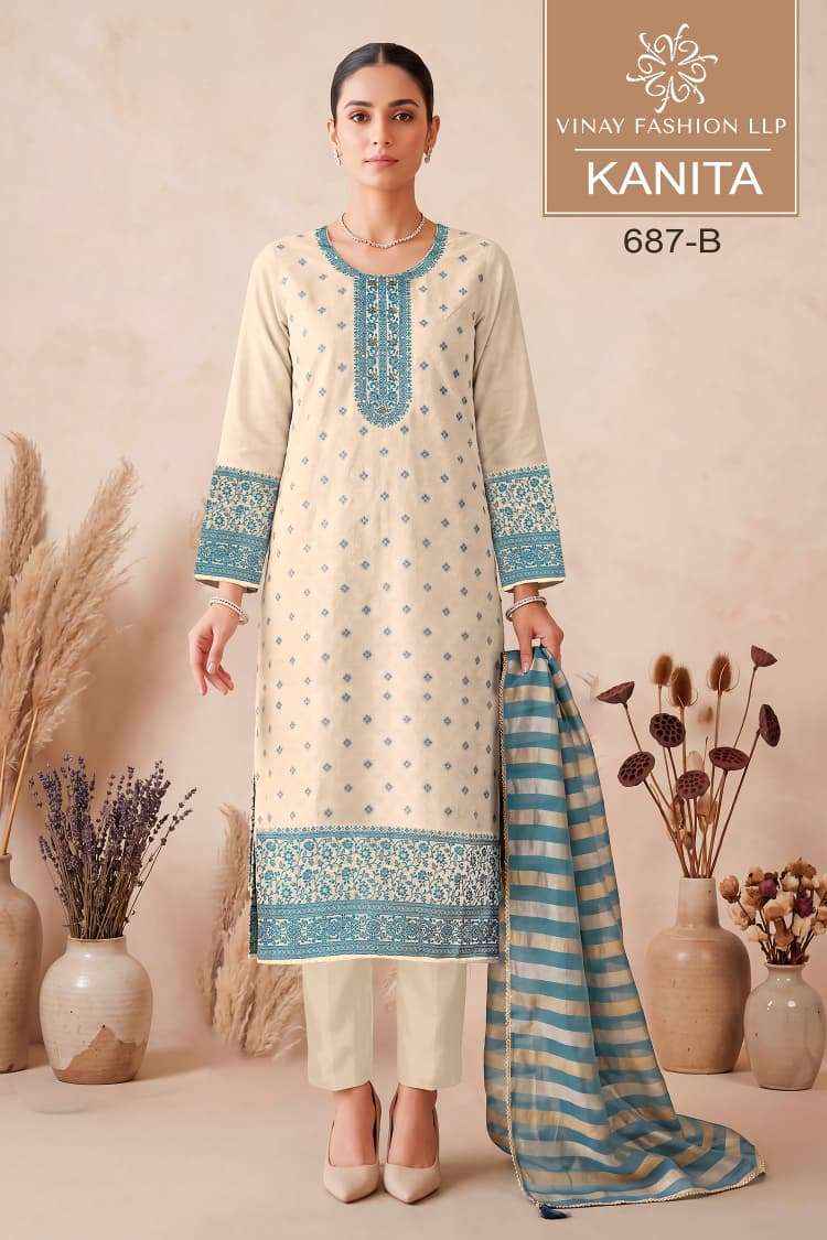 Vinay Fashion Kanita Designer Kanjivaram Silk Salwar Suit _ Surat wholesale Market Price ( 4 Pcs Catalog )