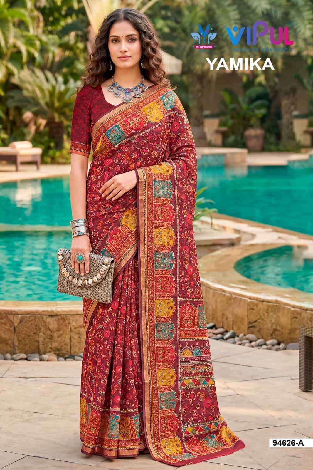 Vipul Saree Yamika Cotton Saree Set _ Surat Wholesale Market Price ( 14 Pcs Catalog )