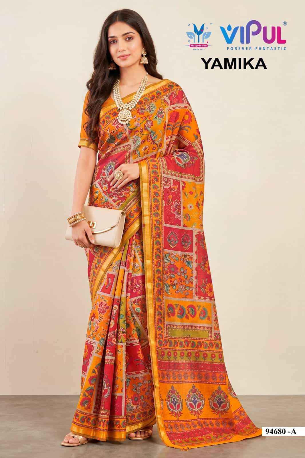 Vipul Saree Yamika Cotton Saree Set _ Surat Wholesale Market Price ( 14 Pcs Catalog )