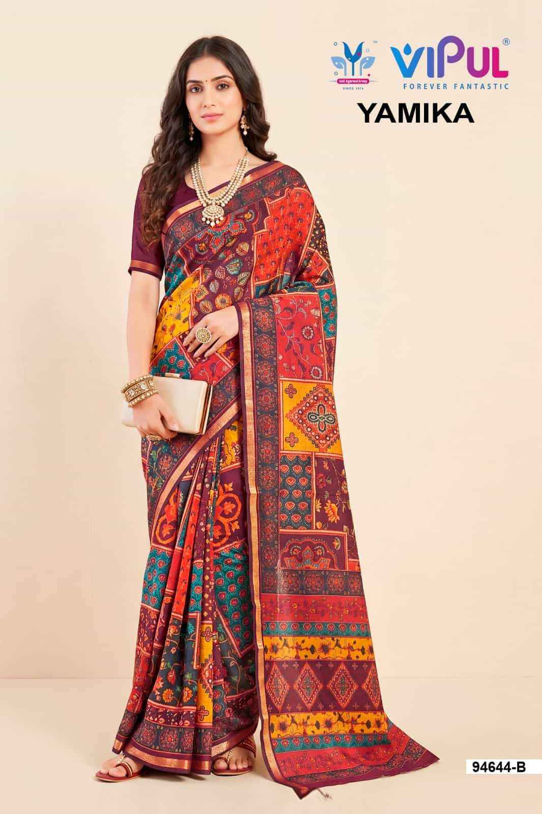 Vipul Saree Yamika Cotton Saree Set _ Surat Wholesale Market Price ( 14 Pcs Catalog )