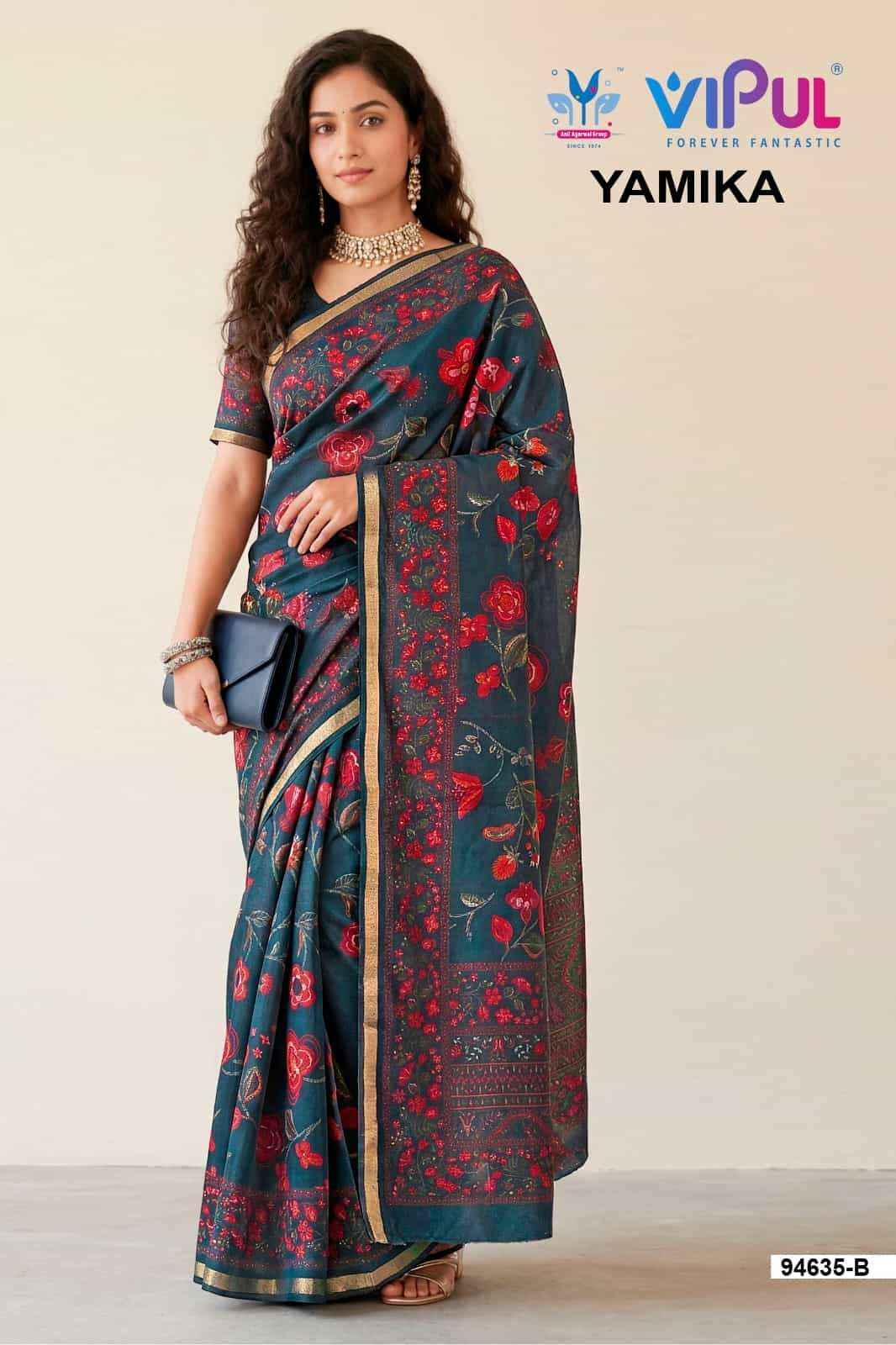 Vipul Saree Yamika Cotton Saree Set _ Surat Wholesale Market Price ( 14 Pcs Catalog )