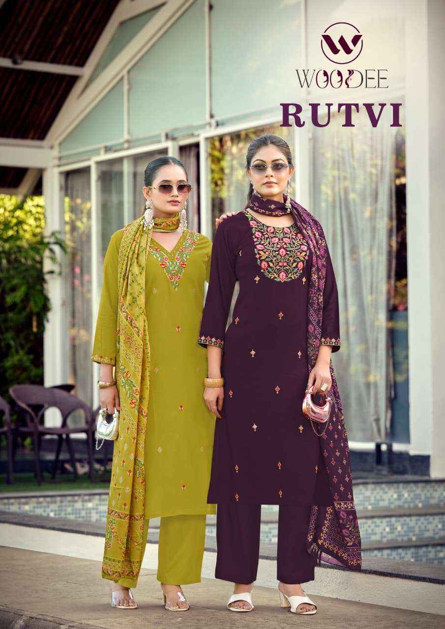 Woodee Rutavi Rayon Kurti Combo Set 
