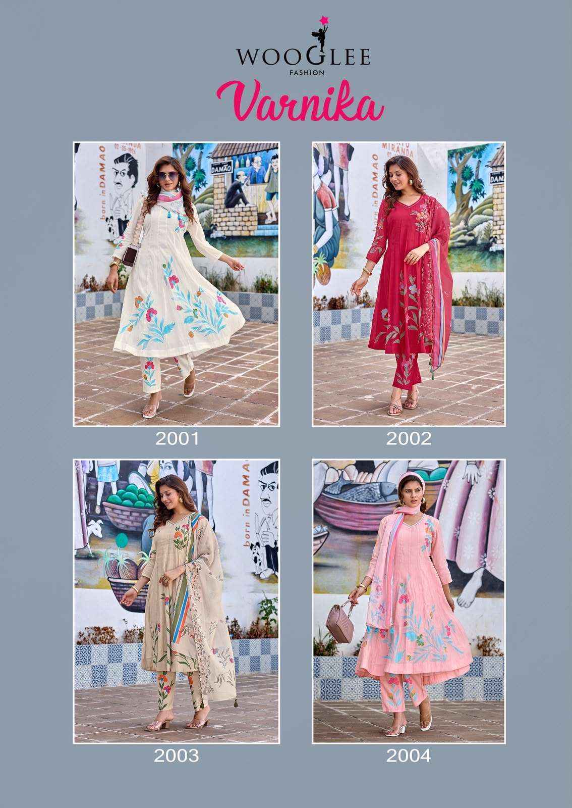 Wooglee Varnika Chanderi Silk Kurti Combo Wholesale Surat ( 4 pcs Catalogue )