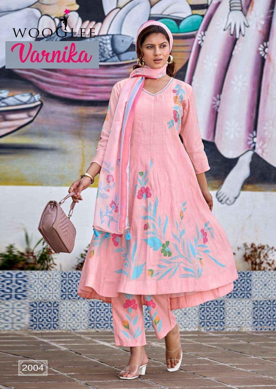 Wooglee Varnika Chanderi Silk Kurti Combo Wholesale Surat ( 4 pcs Catalogue )