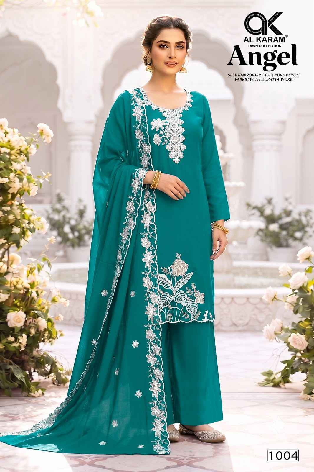 Al Karam Angel Rayon Salwar Kameez _ Surat Wholesale Market Price ( 5 Pcs Catalog )