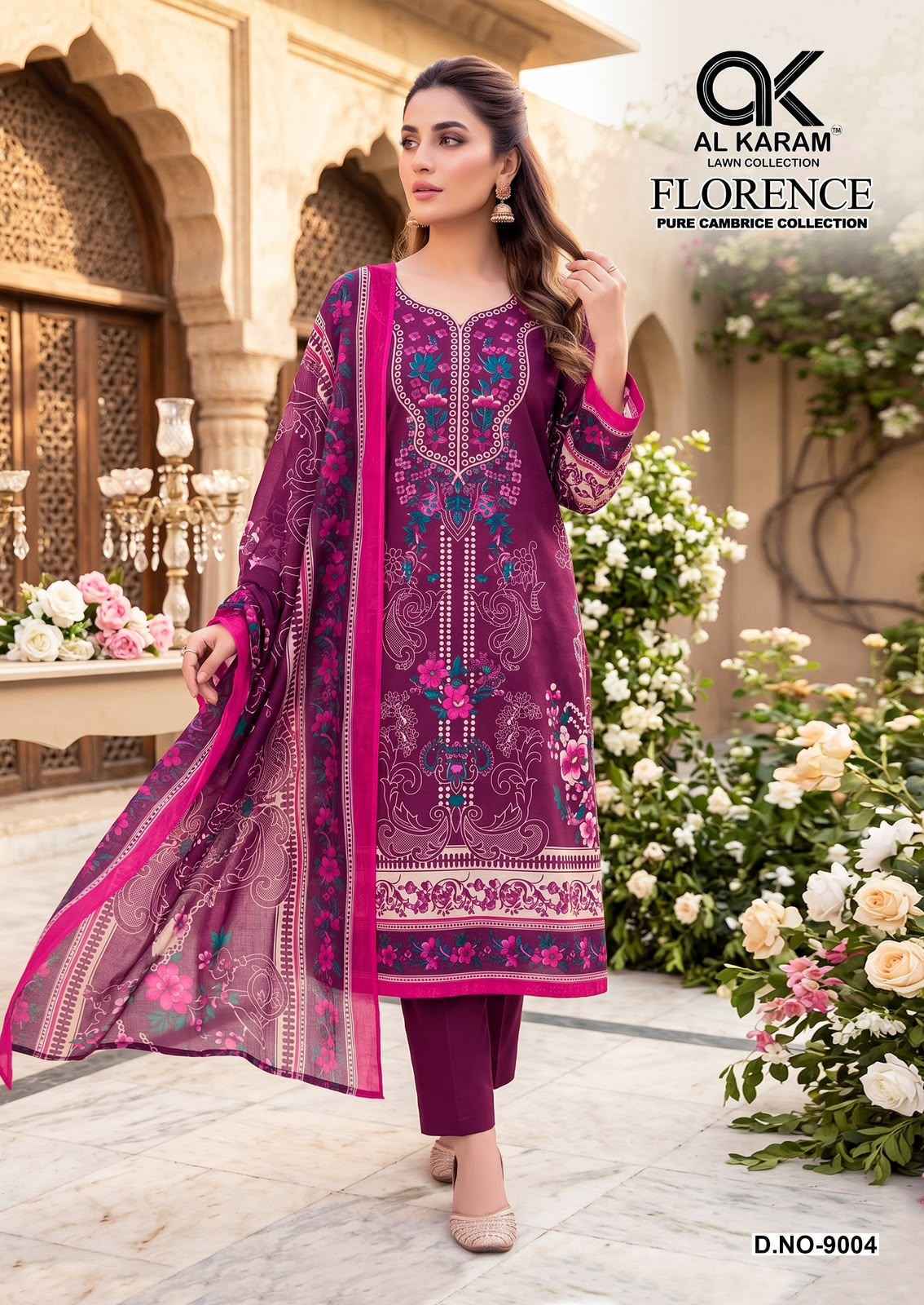 Al Karam Florence Vol 9 Cambric Cotton Salwar Kameez _ Surat Wholesale Market Price ( 6 Pcs Catalog )