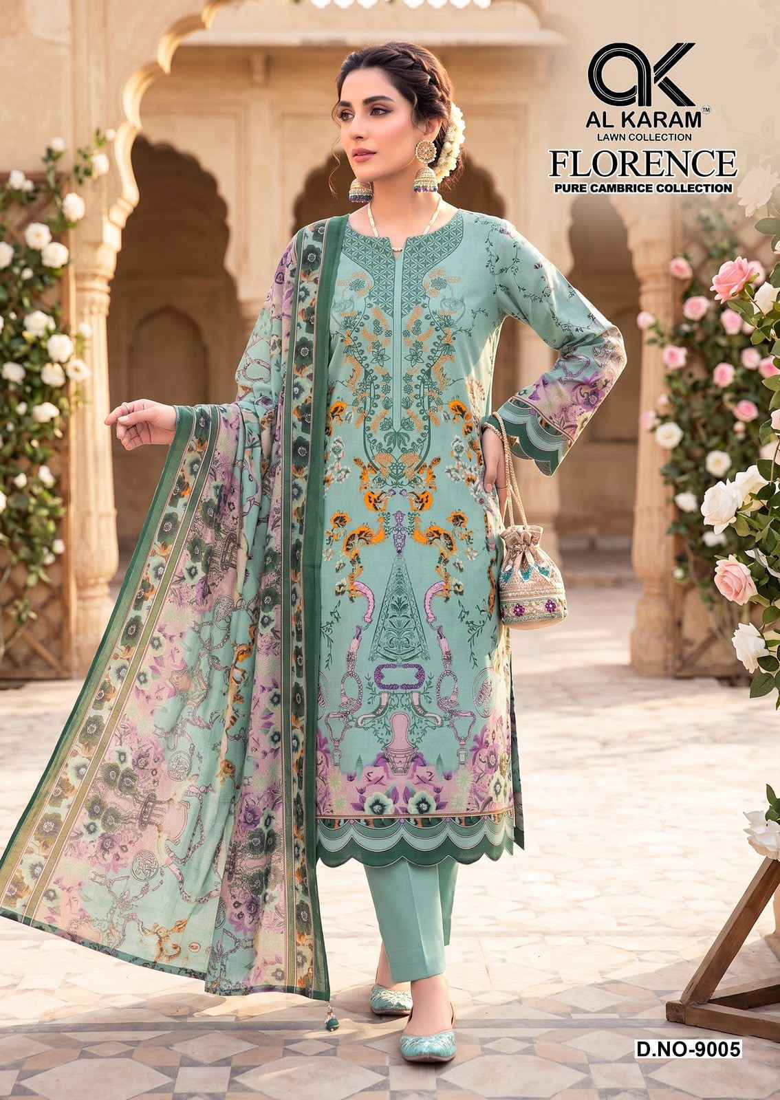 Al Karam Florence Vol 9 Cambric Cotton Salwar Kameez _ Surat Wholesale Market Price ( 6 Pcs Catalog )