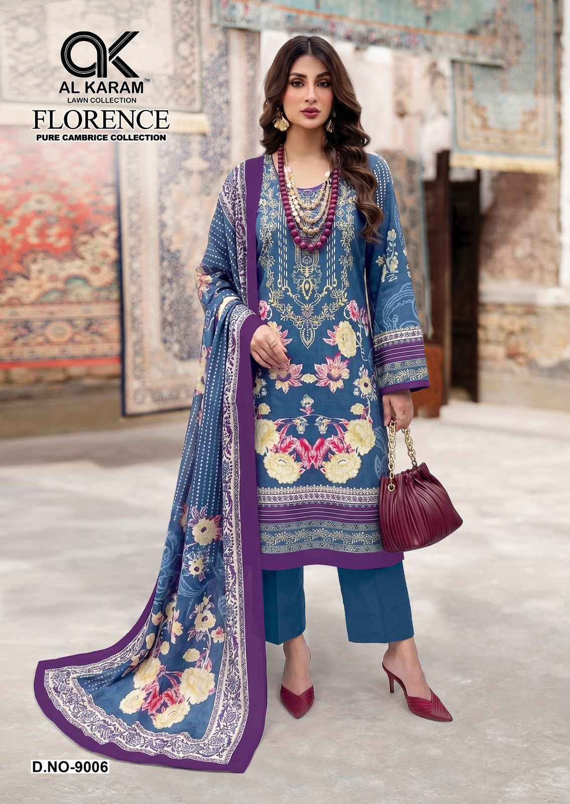 Al Karam Florence Vol 9 Cambric Cotton Salwar Kameez _ Surat Wholesale Market Price ( 6 Pcs Catalog )