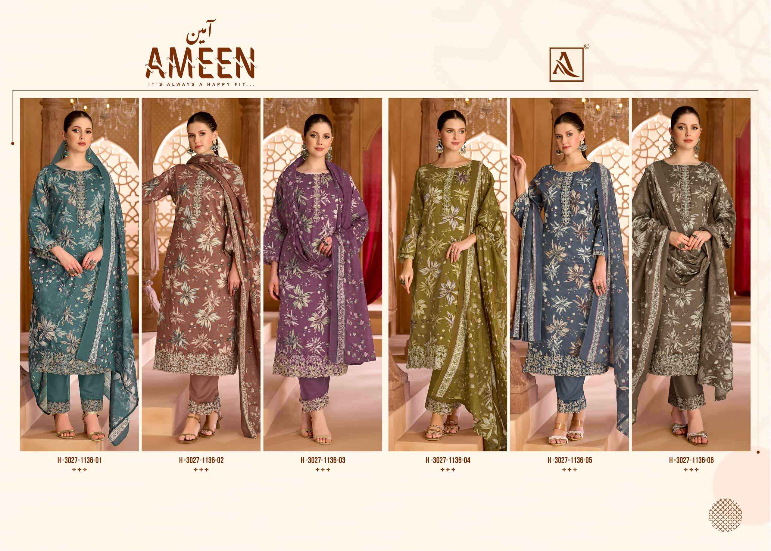 Alok Suit Ameen - Wholesale Pure Cotton Ladies Dress Material ( 6 Pcs Catalog )