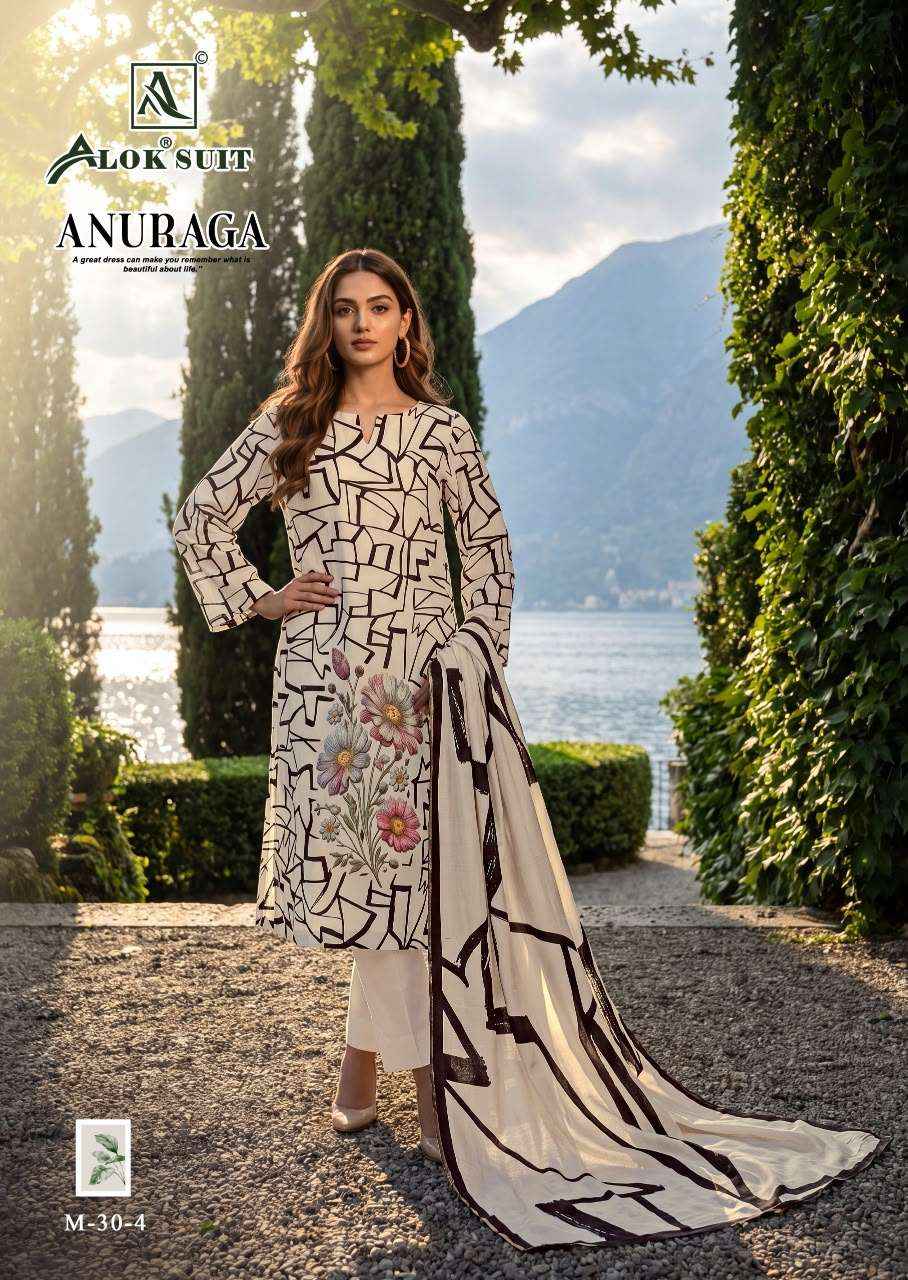 Alok Suit Anuraga Premium Wear Muslin Salwar Kameez _ Surat Wholesale Market Price ( 4 Pcs Catalog )