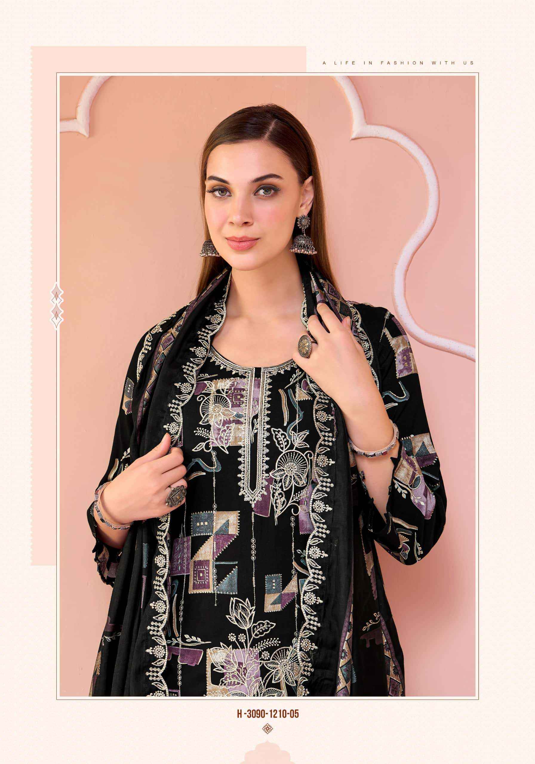 Alok Suit Crystal Black Premium Designs Rayon Salwar Kameez _ Surat Wholesale Market Price ( 6 Pcs Catalog )
