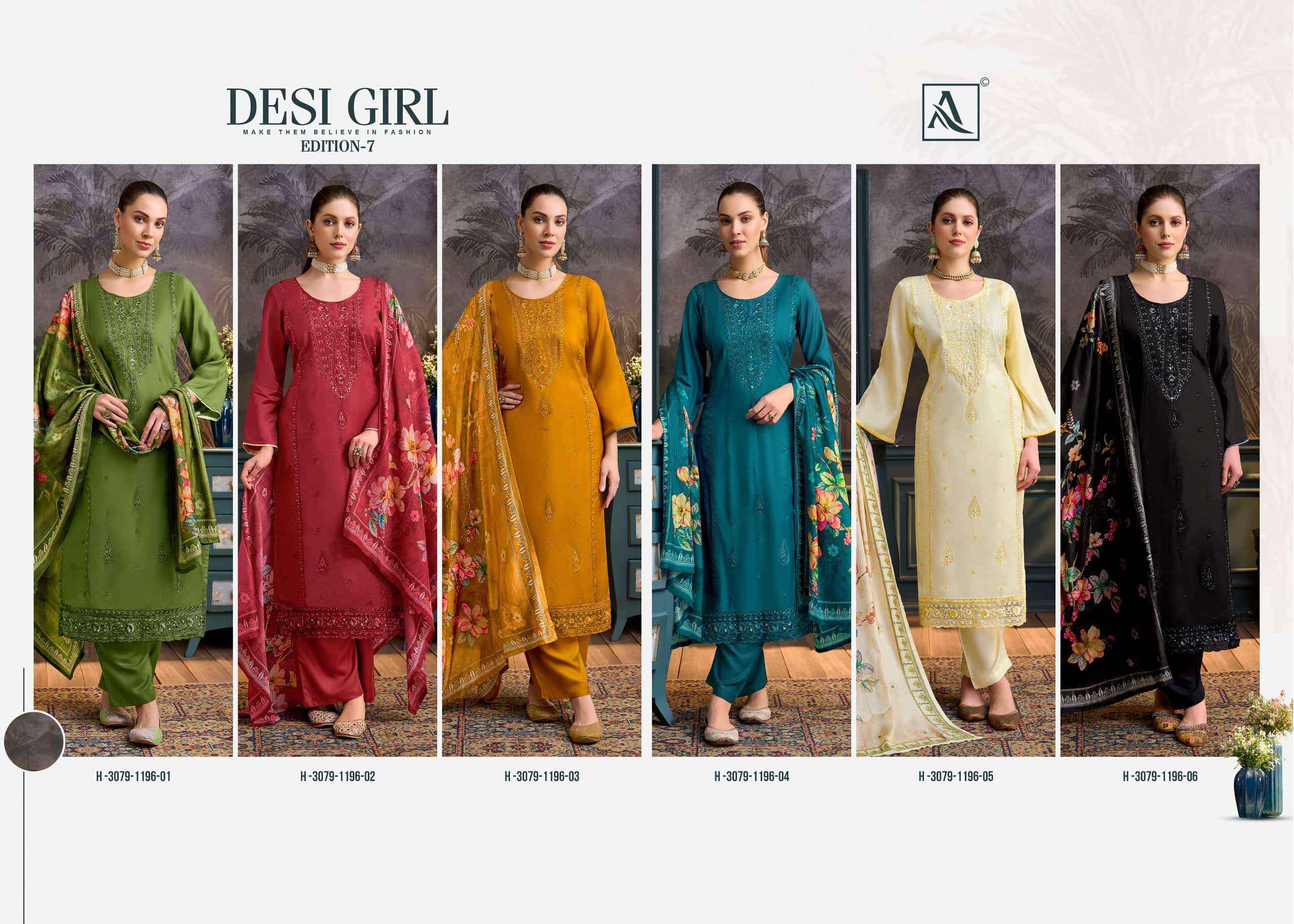 Alok Suit Desi Girl Edition 7 Muslin Drees Material | Wholesale Market Surat ( 6 Pcs Catalogue )