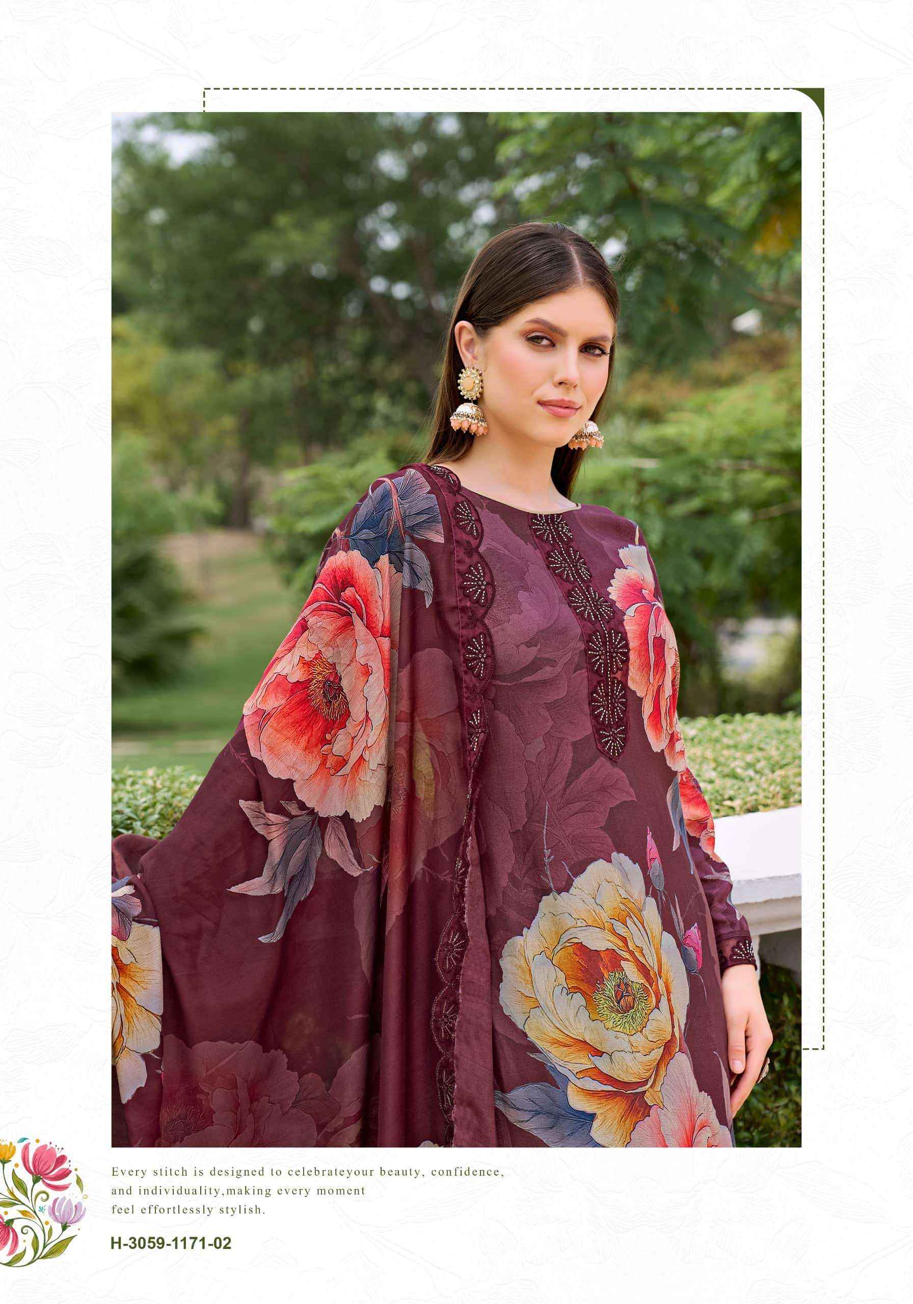 Alok Suit Fariha Edition 7 Designer Printed Muslin Salwar Kameez _ Surat Wholesale Market Price ( 8 Pcs Catalog )